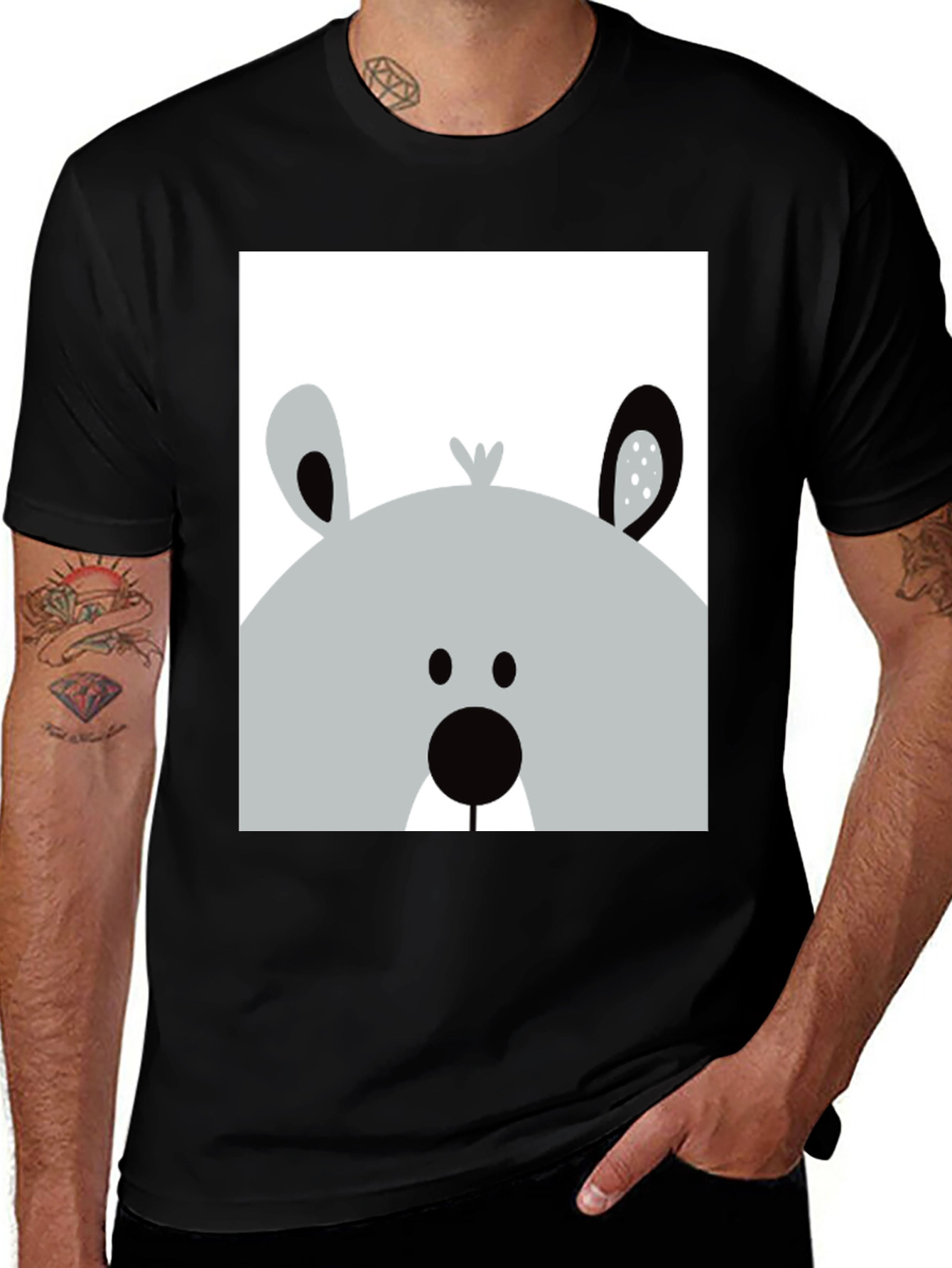 Bear Graphic Tee - Mens Black T-Shirt