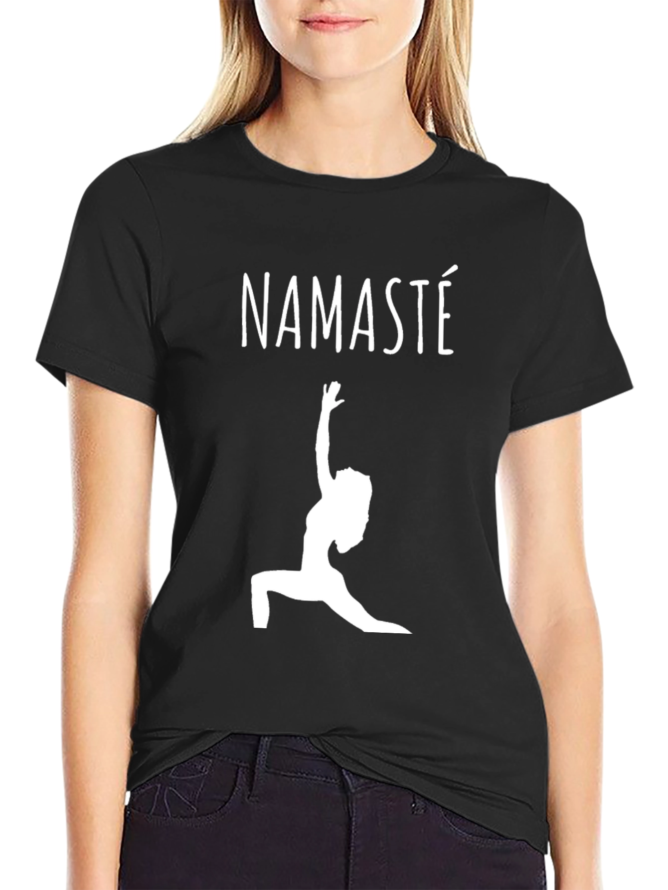 Namaste Yoga Pose Graphic T-Shirt - Black