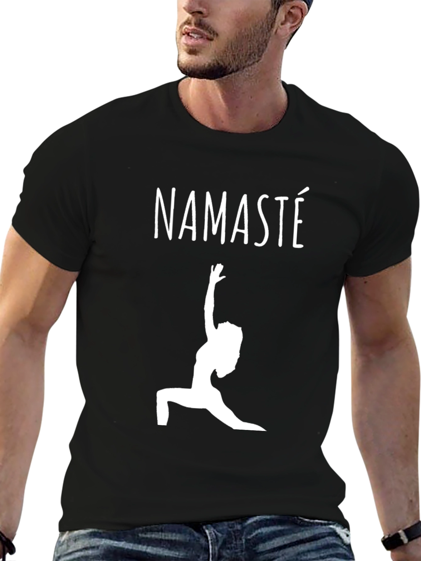 Namaste Yoga Pose Graphic T-Shirt - Black