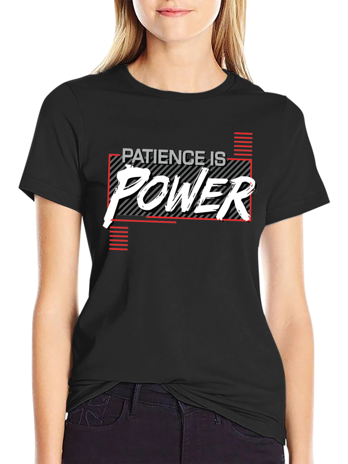 Patience is Power Graphic T-Shirt - Black
