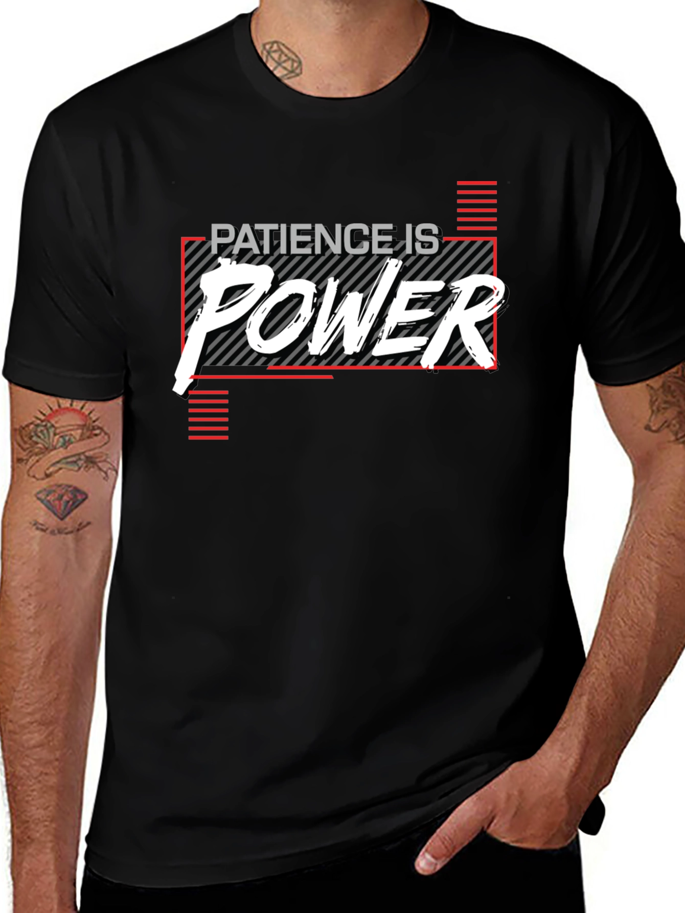 Patience is Power Graphic T-Shirt - Black