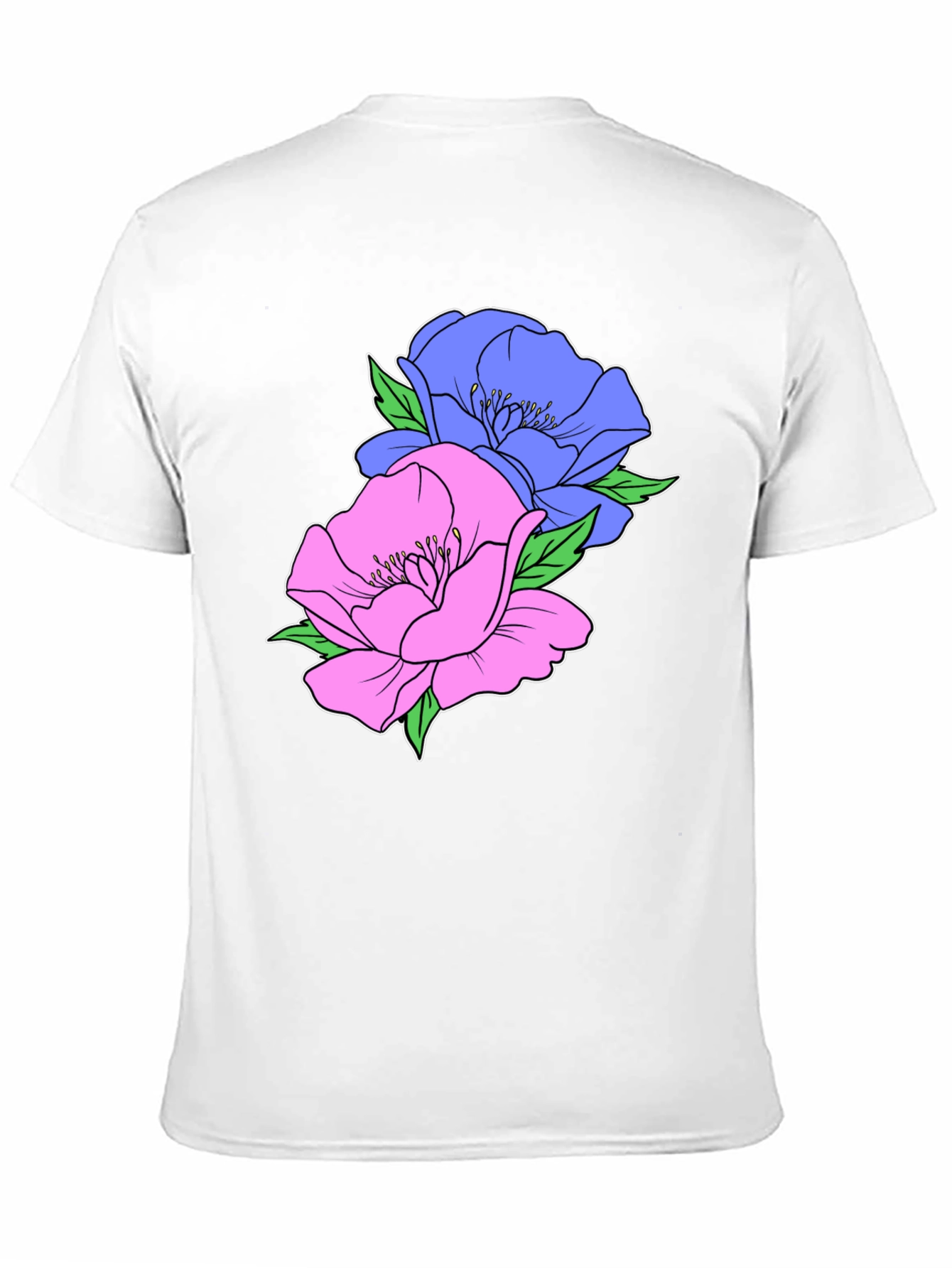 Floral Graphic T-Shirt - Mens Black Cotton Tee