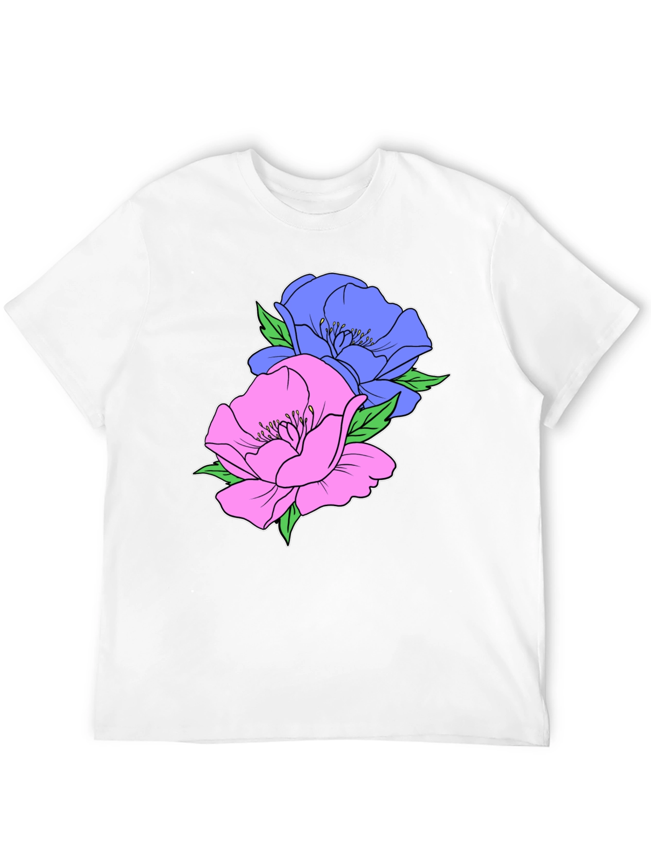 Floral Graphic T-Shirt - Mens Black Cotton Tee