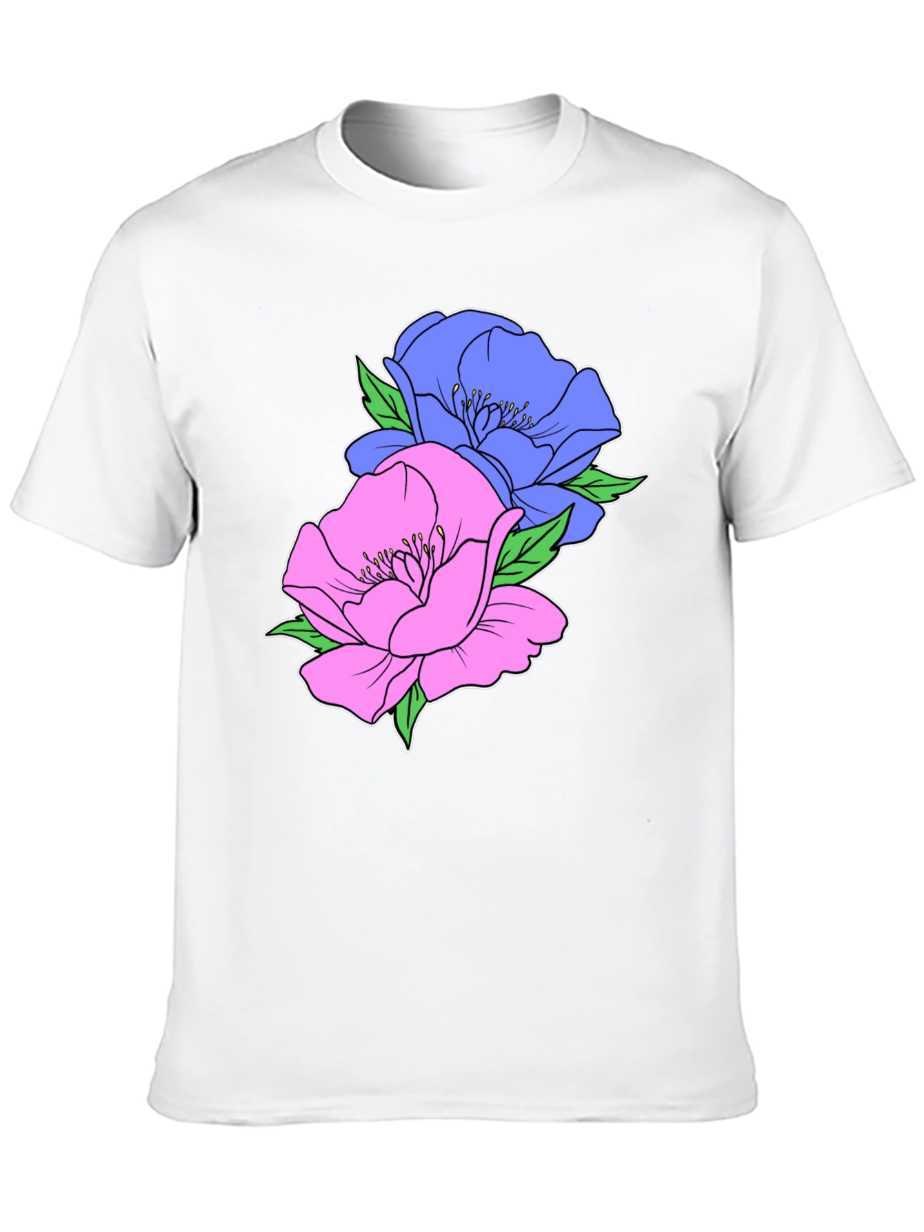 Floral Graphic T-Shirt - Mens Black Cotton Tee