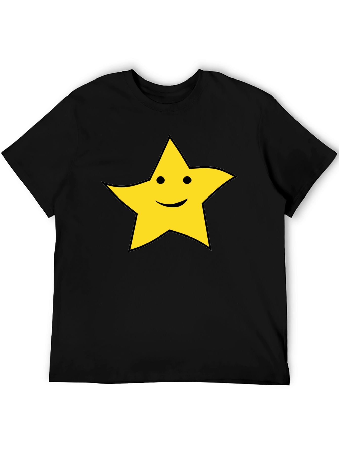 Happy Star Graphic T-Shirt - Black Cotton Tee