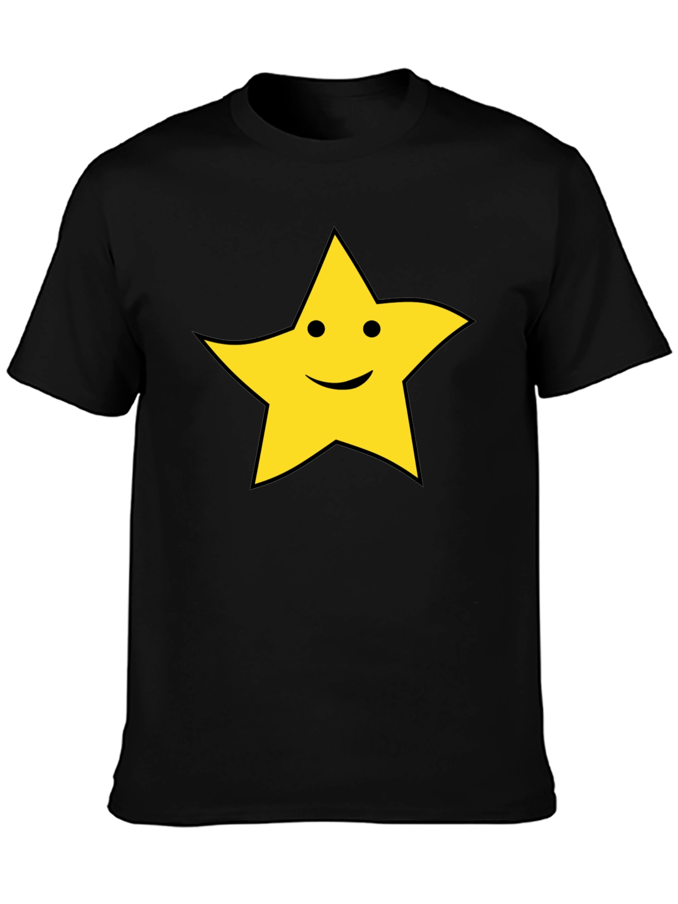 Happy Star Graphic T-Shirt - Black Cotton Tee