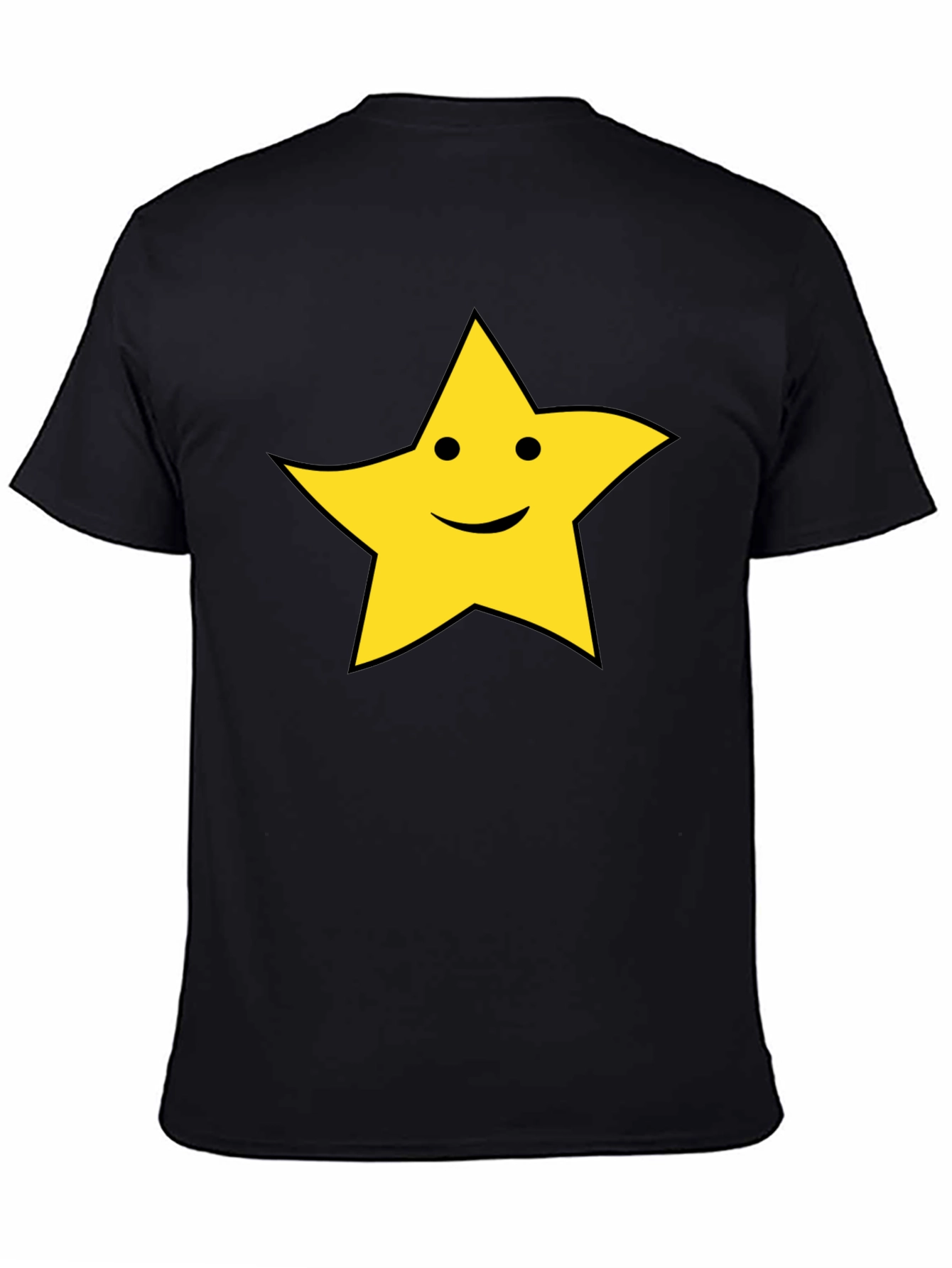 Happy Star Graphic T-Shirt - Black Cotton Tee