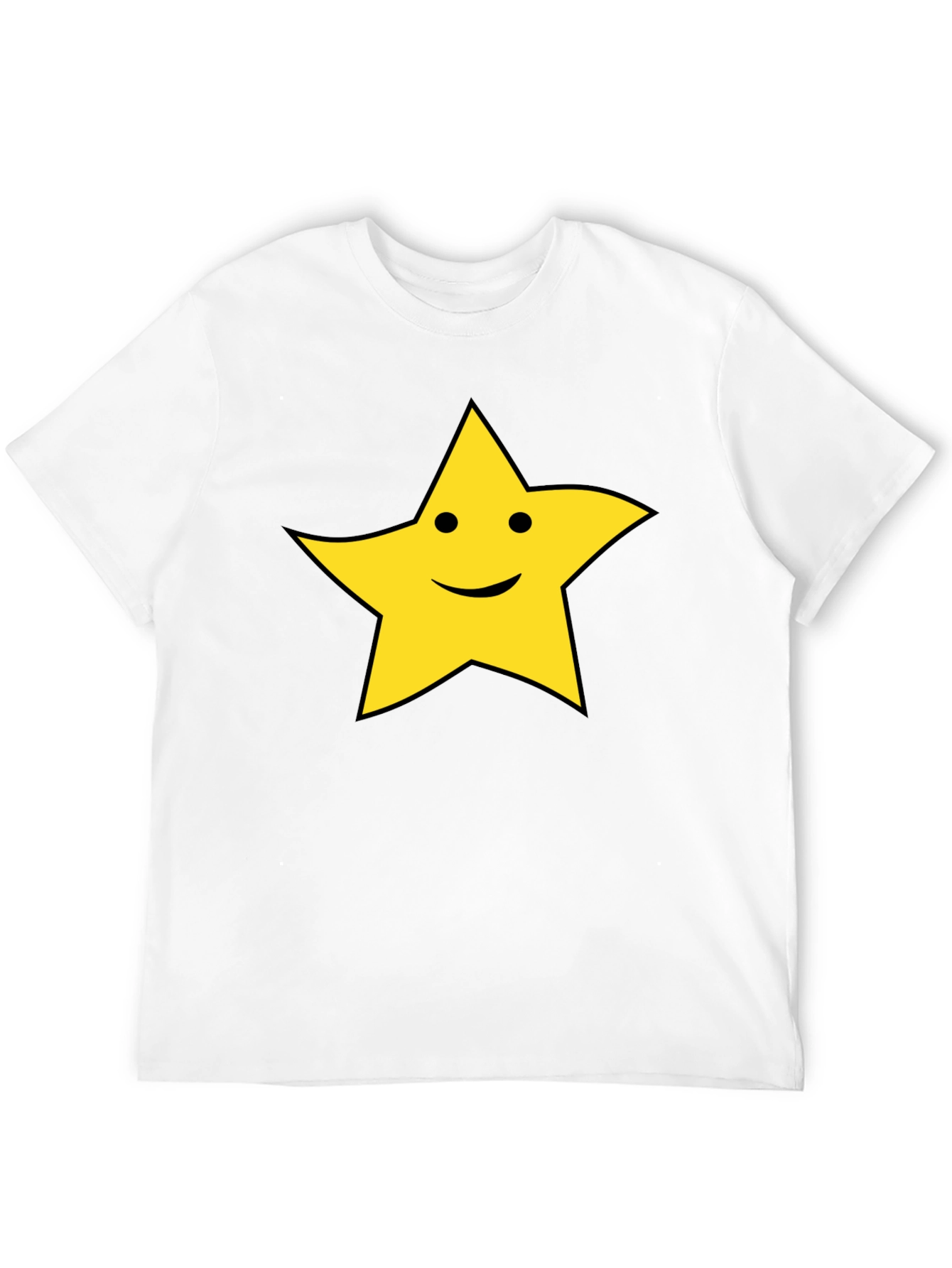 Happy Star Graphic T-Shirt - Black Cotton Tee