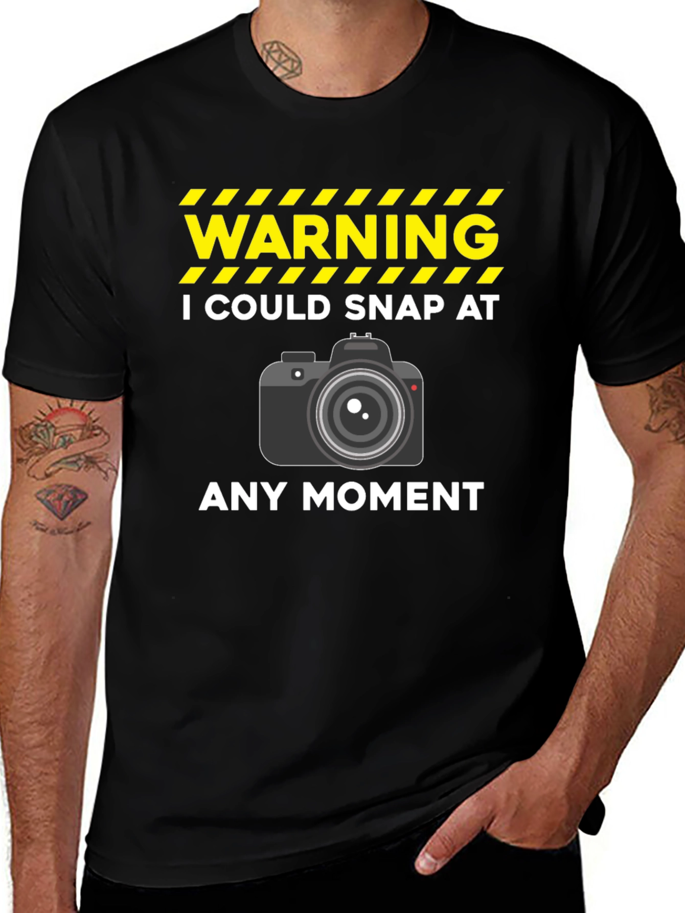 Warning Photographer T-Shirt - Snap at Any Moment