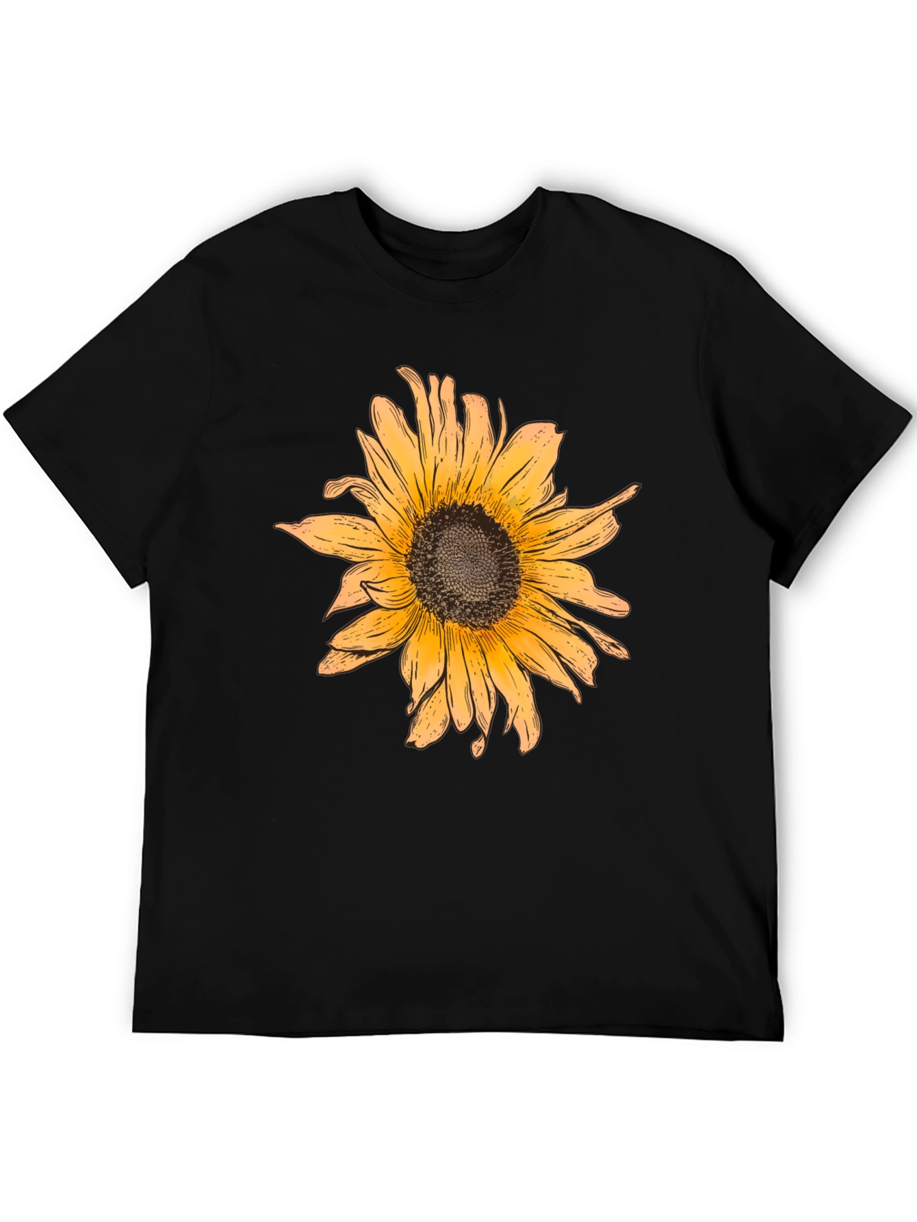 Sunflower Graphic Print Black T-Shirt