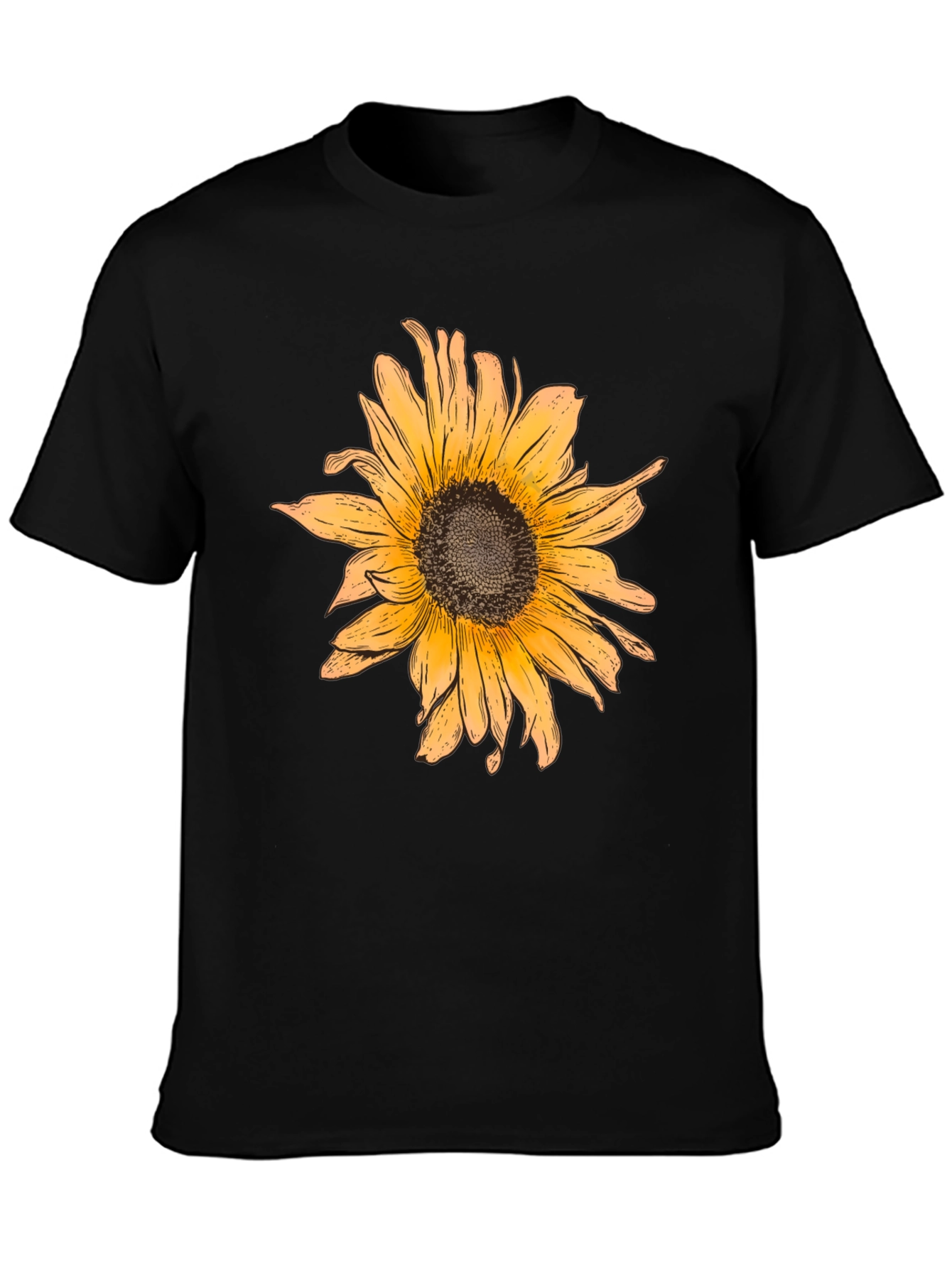 Sunflower Graphic Print Black T-Shirt