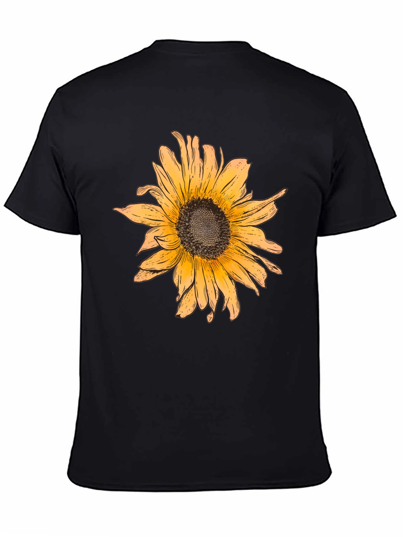 Sunflower Graphic Print Black T-Shirt