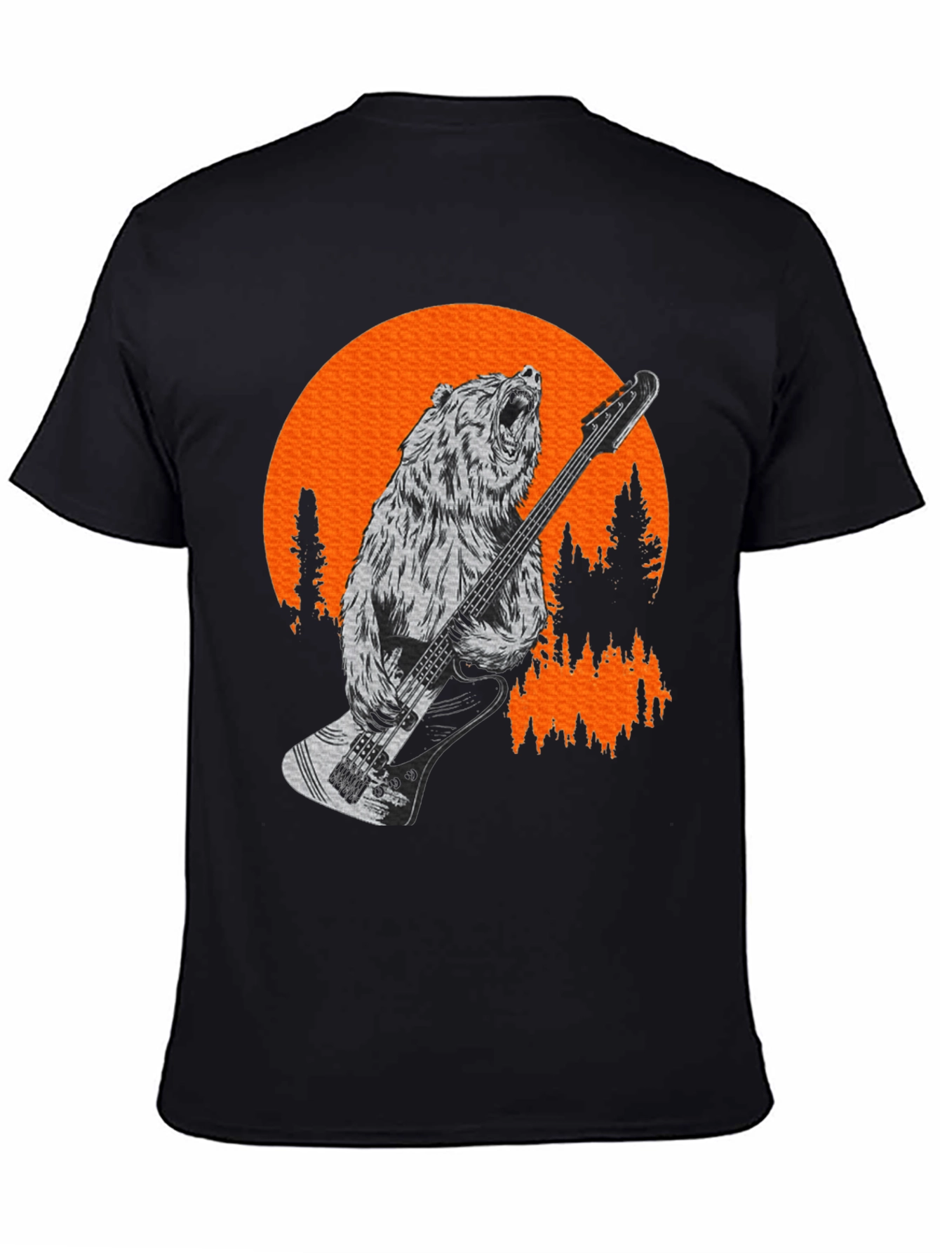 Bear Playing Bass T-Shirt - Black Tee