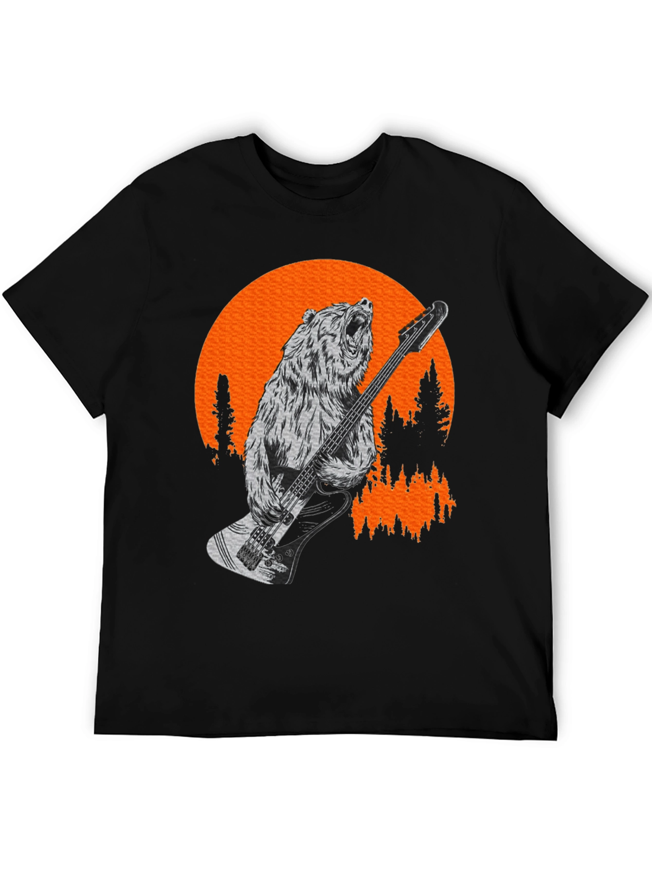 Bear Playing Bass T-Shirt - Black Tee