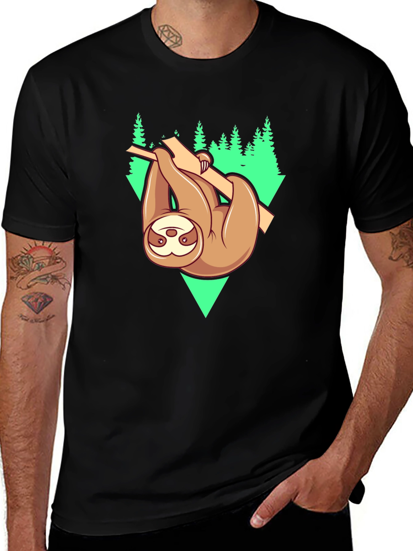 Sloth Hanging From Tree Graphic Tee