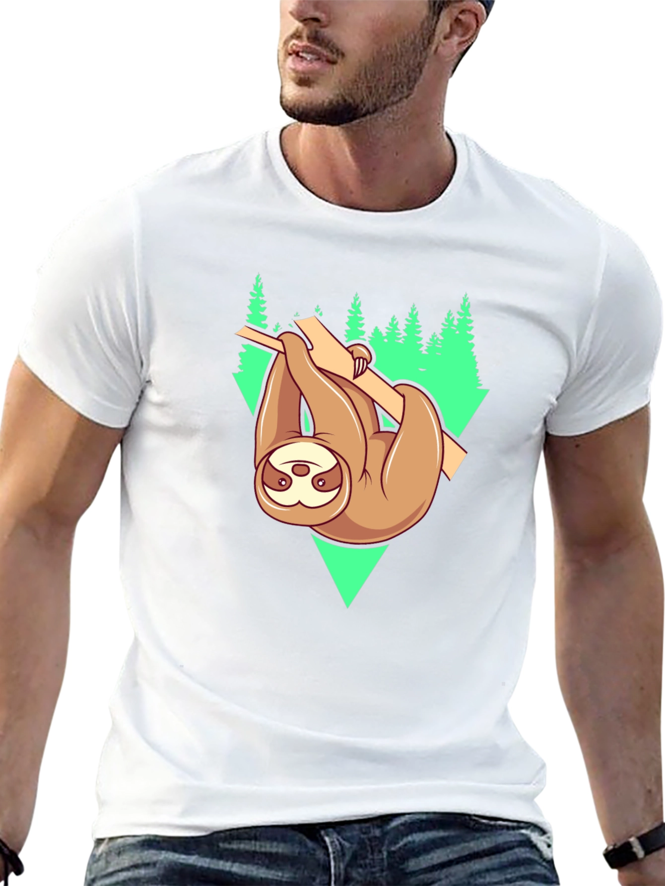 Sloth Hanging From Tree Graphic Tee