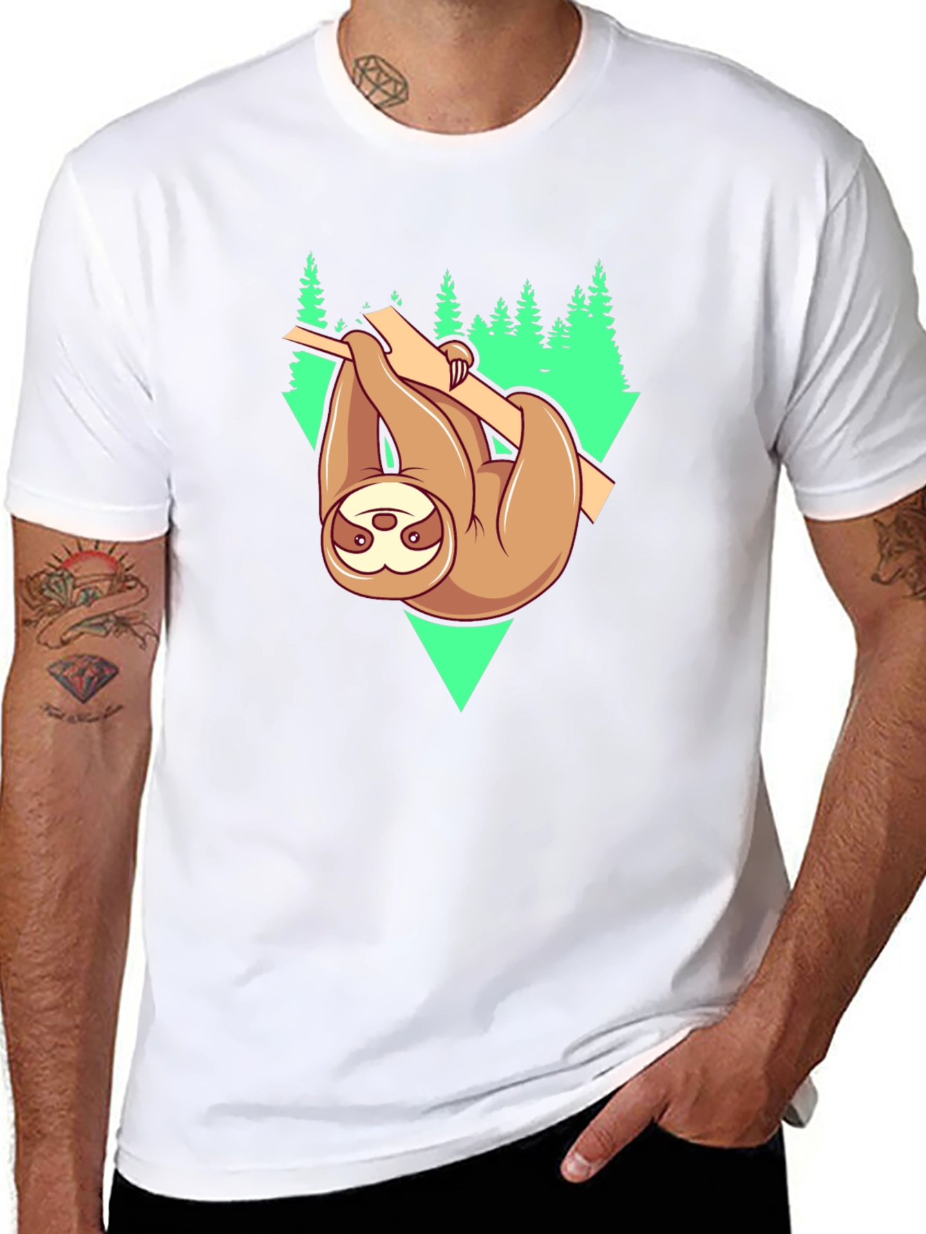 Sloth Hanging From Tree Graphic Tee