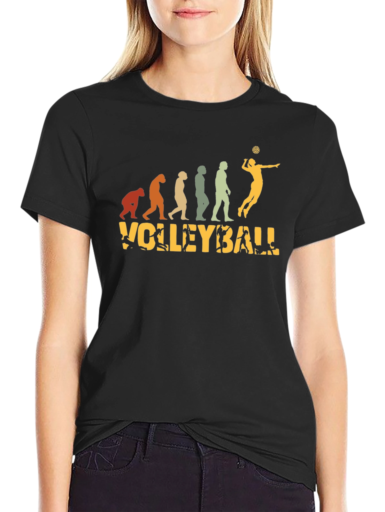 Volleyball Evolution Black T-Shirt