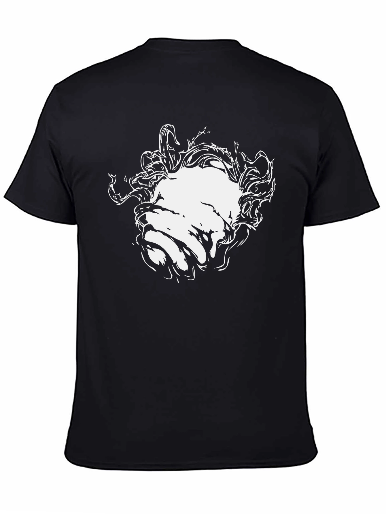 Mens Black Graphic Tee - Abstract Face Design