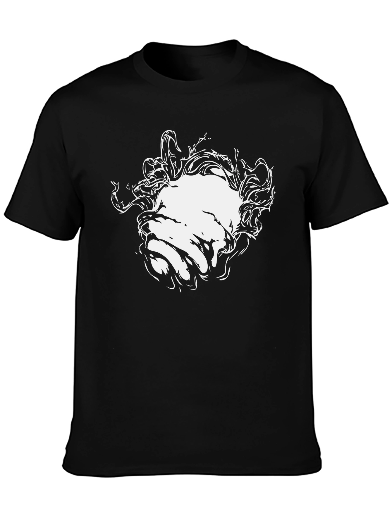 Mens Black Graphic Tee - Abstract Face Design
