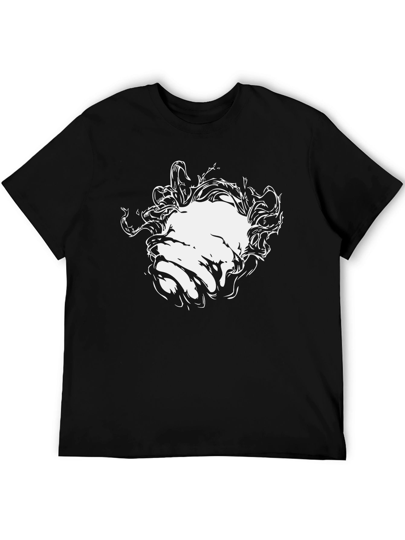 Mens Black Graphic Tee - Abstract Face Design