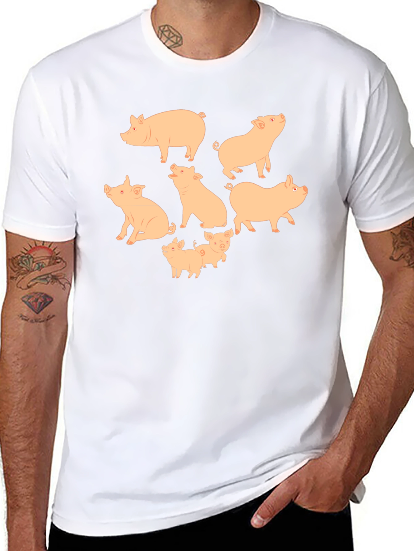 Pig Print Crew Neck T-Shirt