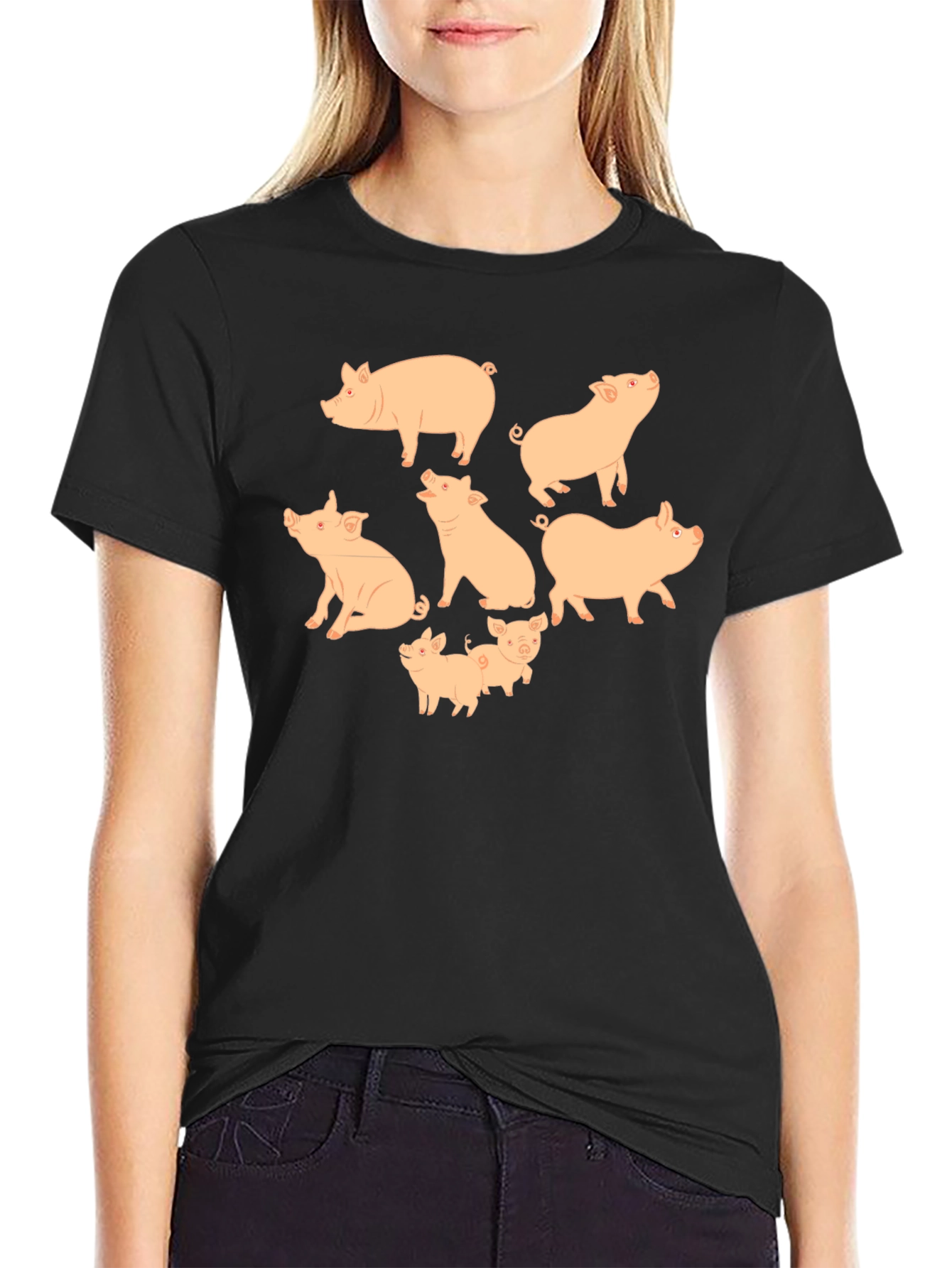 Pig Print Crew Neck T-Shirt