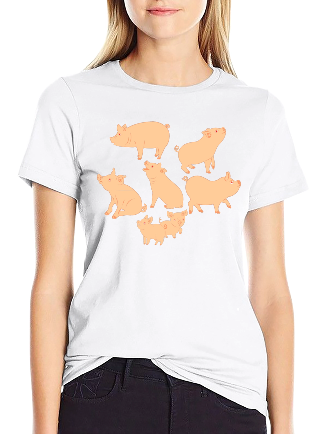 Pig Print Crew Neck T-Shirt
