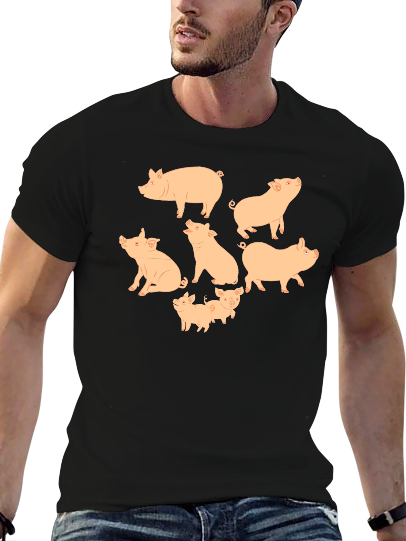 Pig Print Crew Neck T-Shirt