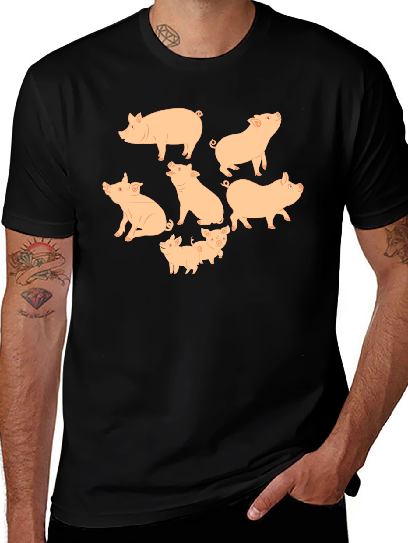 Pig Print Crew Neck T-Shirt