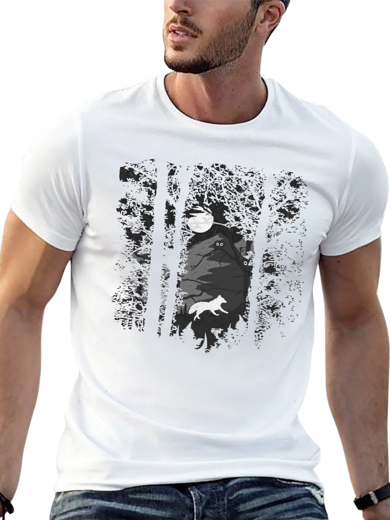 Mystic Forest Graphic Tee - Black Cotton Blend