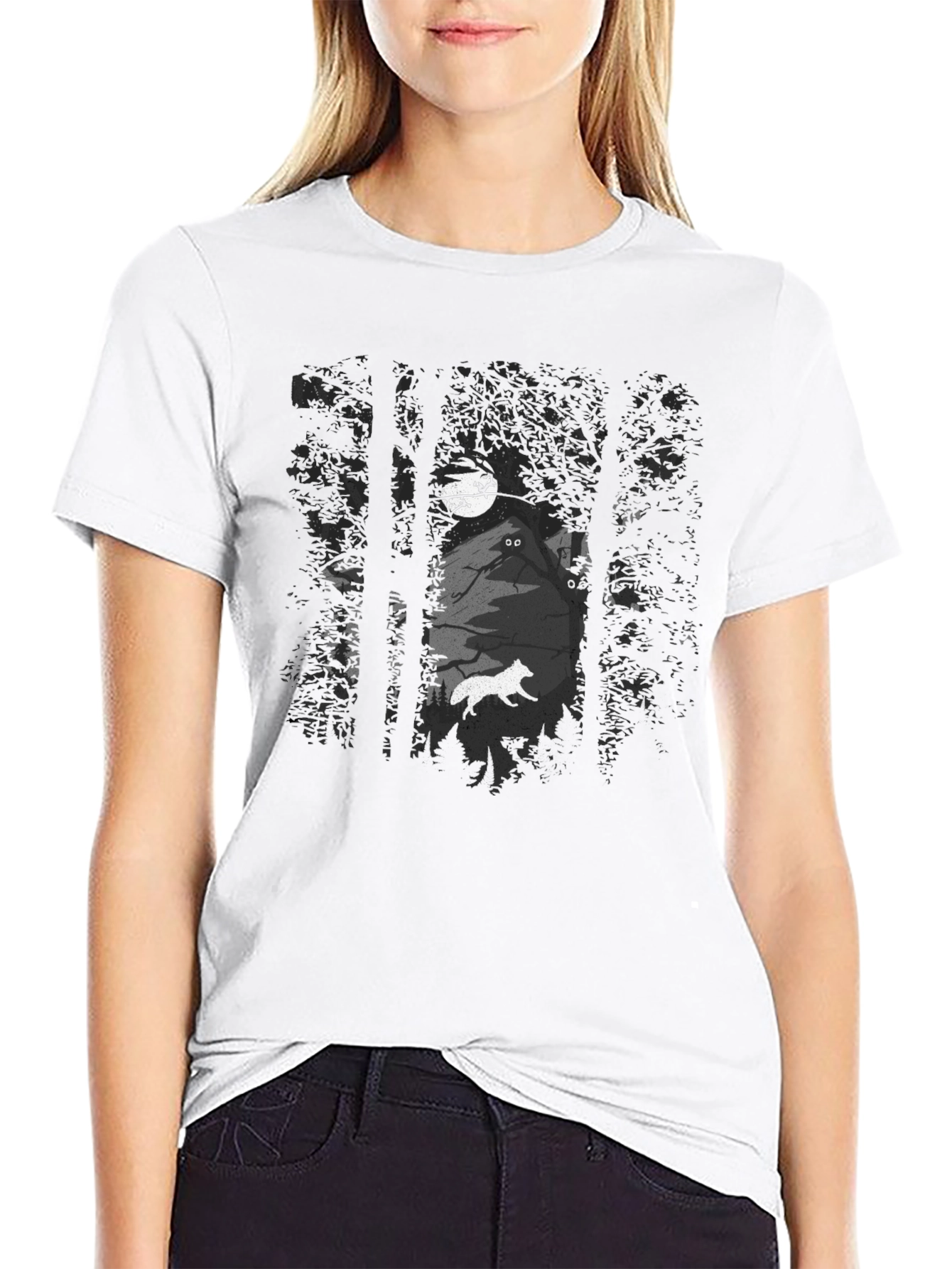 Mystic Forest Graphic Tee - Black Cotton Blend