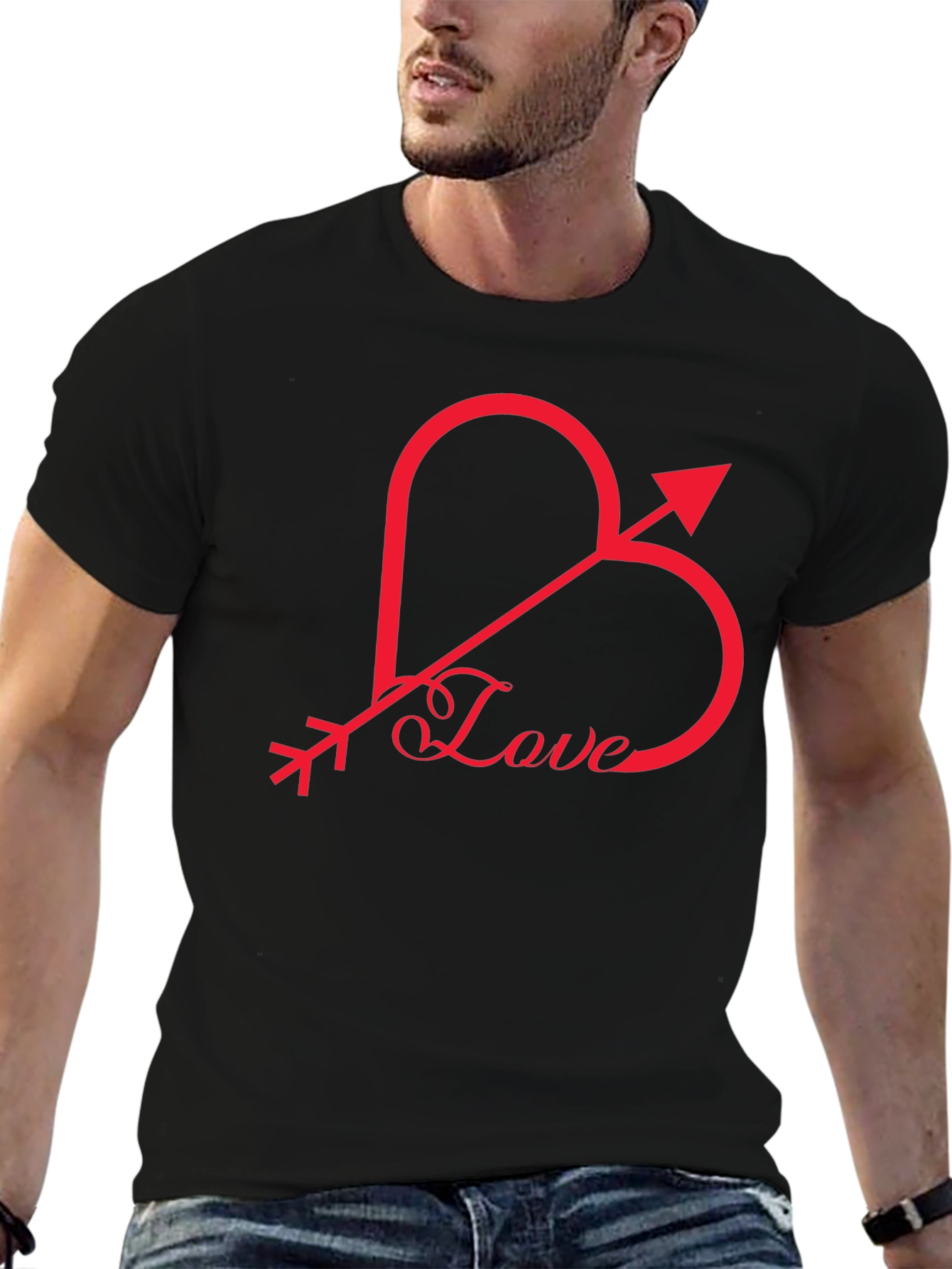 Love Heart Arrow Graphic Tee - Black
