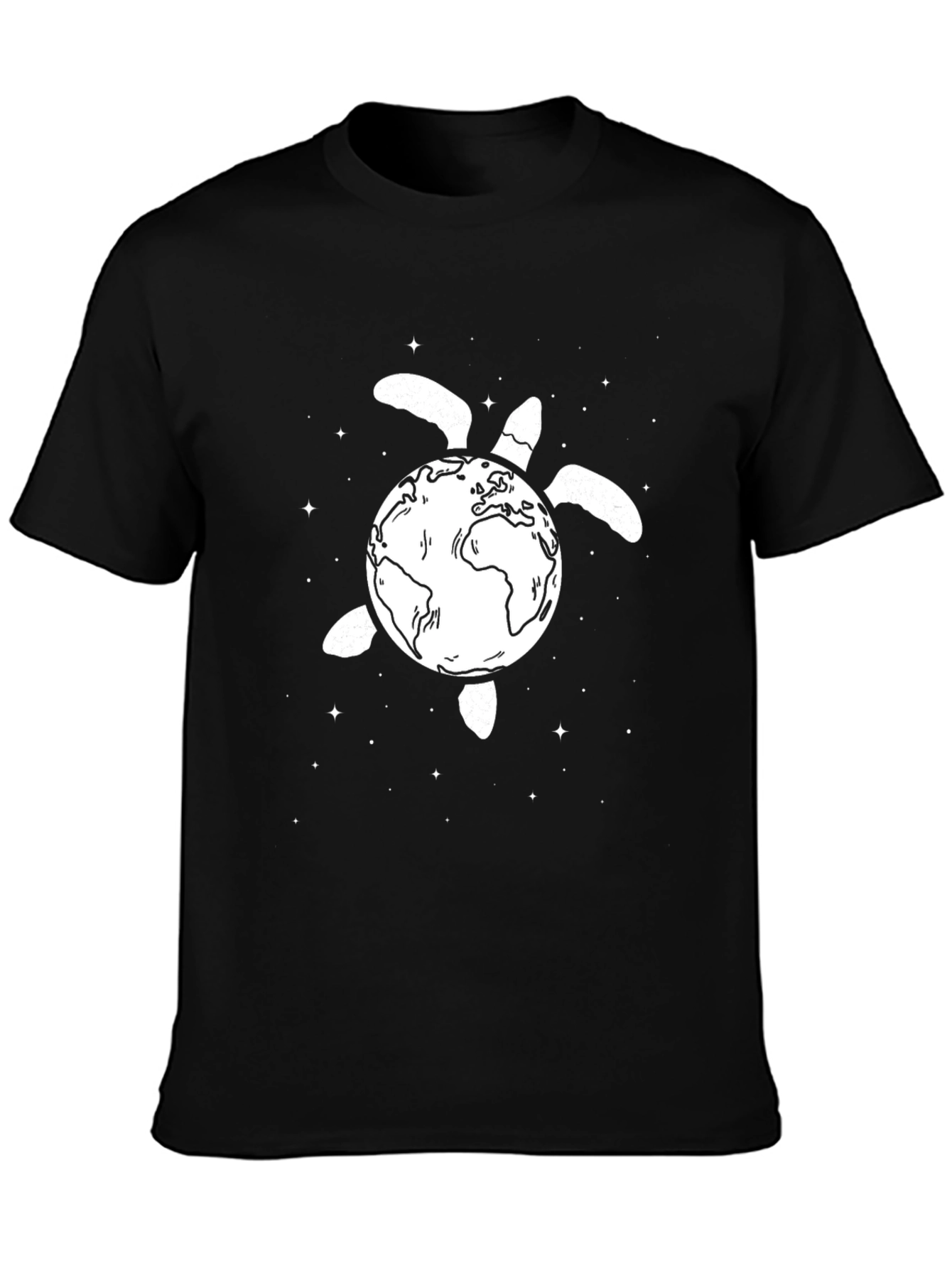 Earth Turtle Graphic Tee - Black Cotton T-Shirt