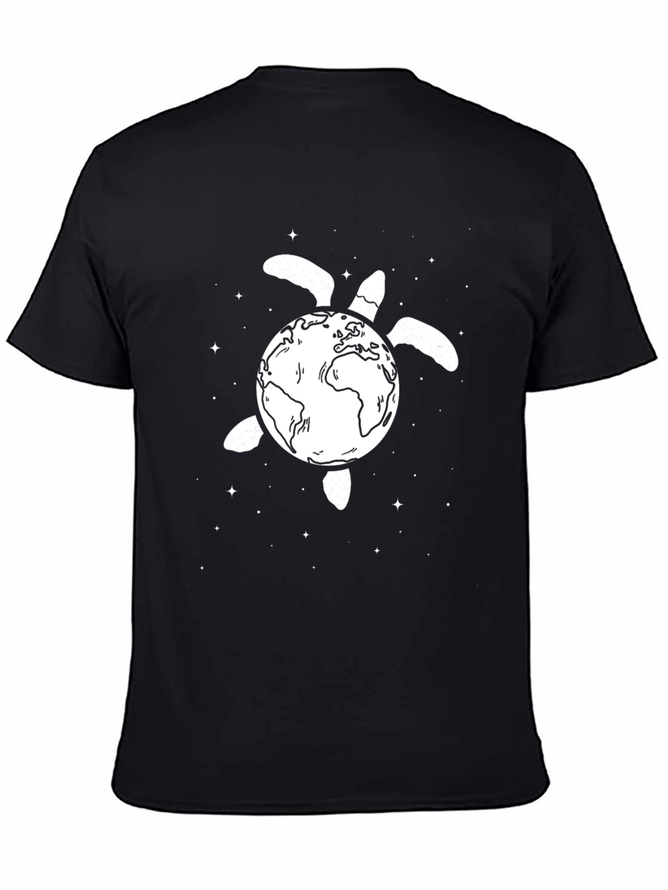 Earth Turtle Graphic Tee - Black Cotton T-Shirt