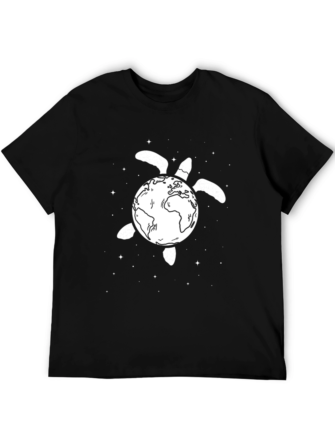 Earth Turtle Graphic Tee - Black Cotton T-Shirt
