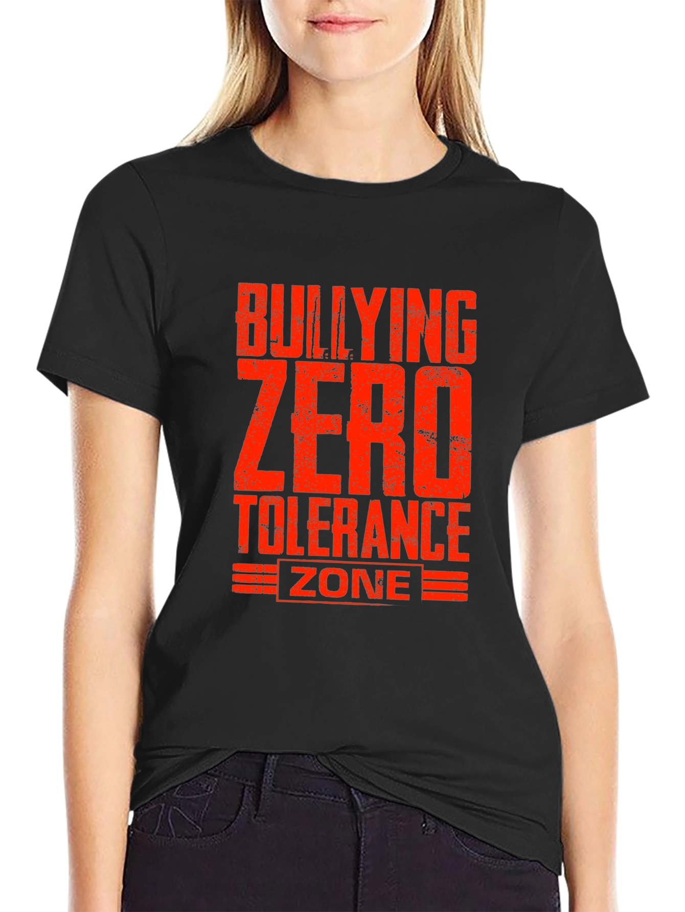 Bullying Zero Tolerance Zone Black T-Shirt