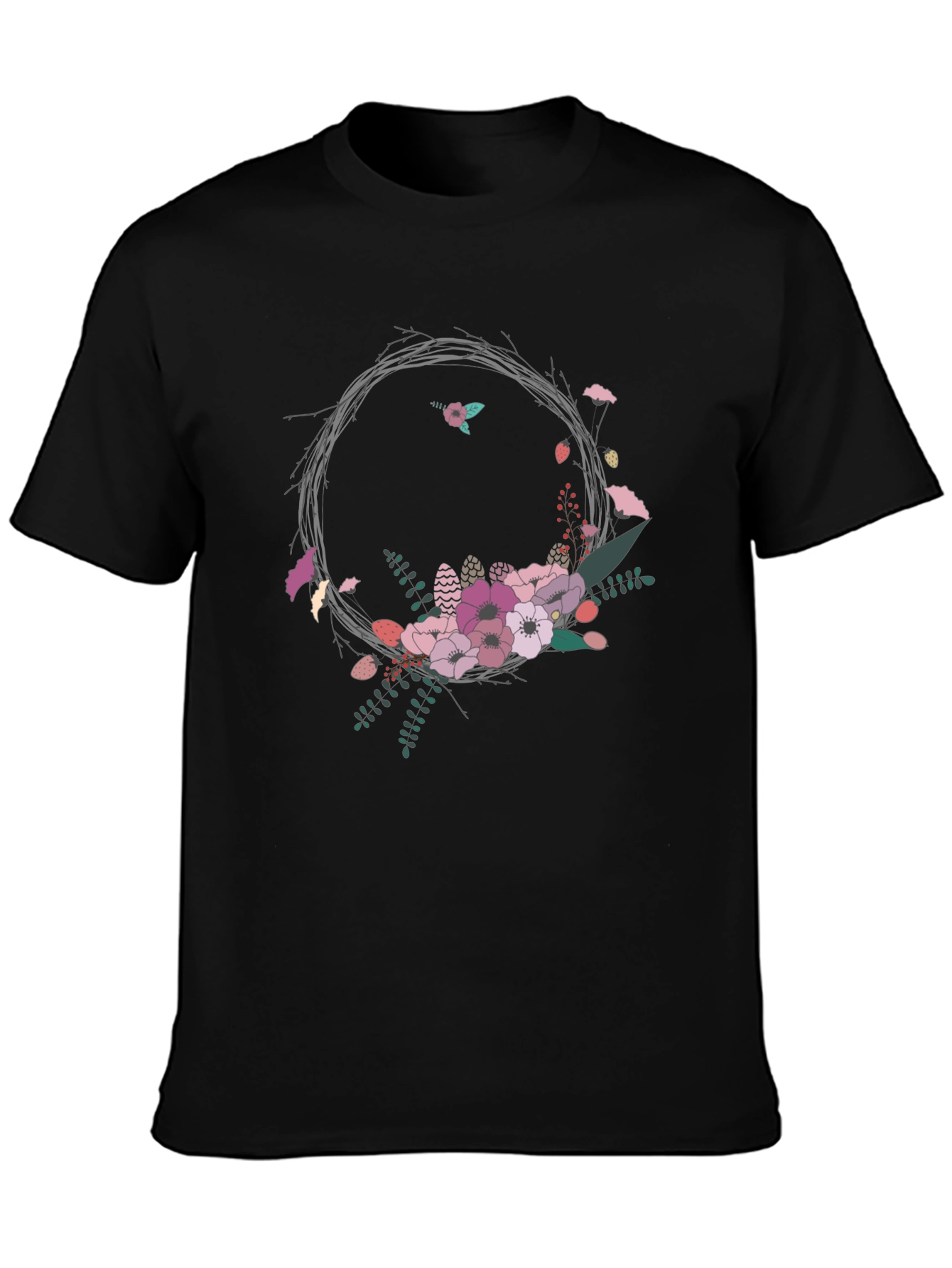 Floral Wreath Graphic Tee - Stylish and Unique