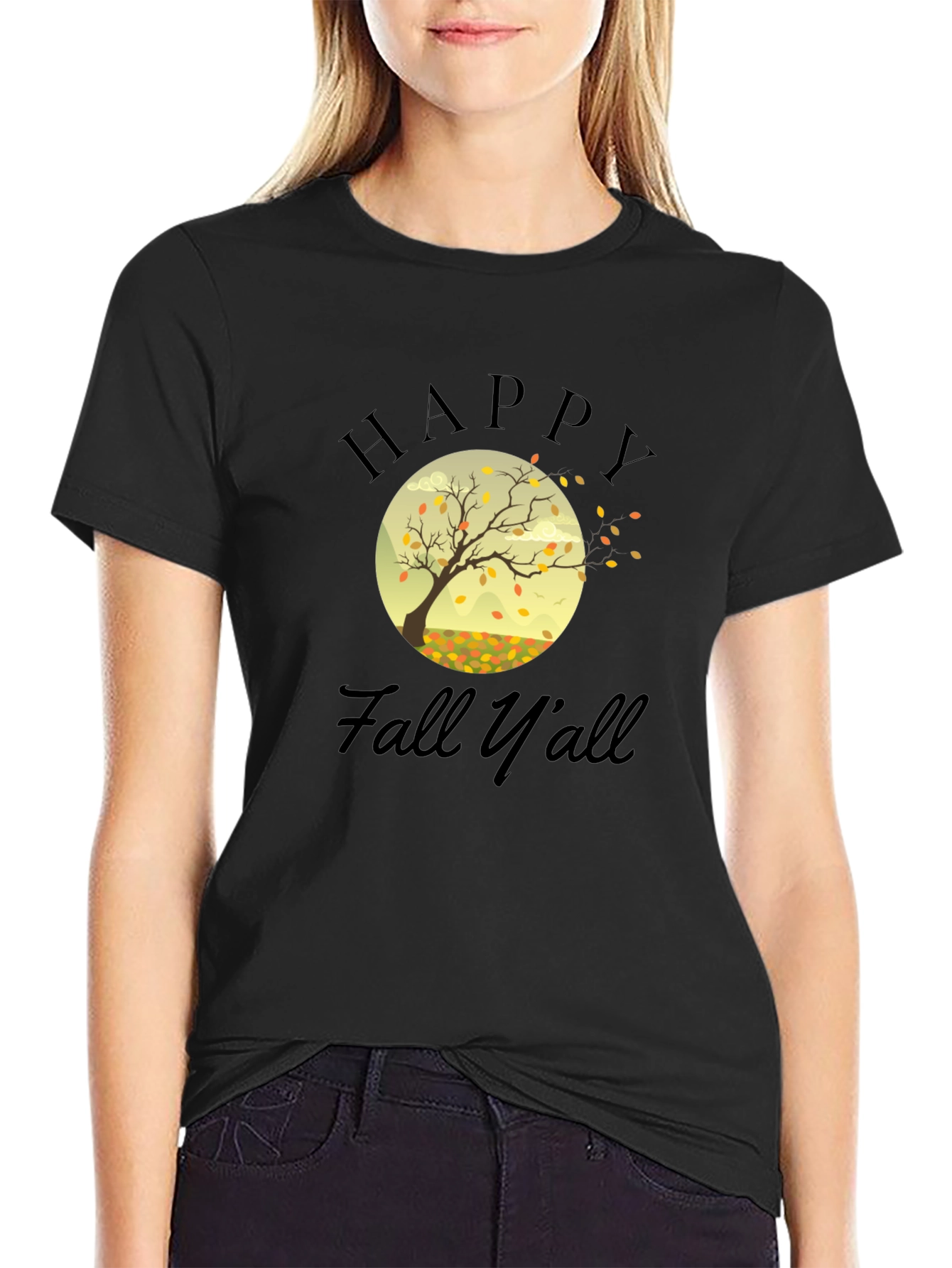 Happy Fall Yall Graphic Tee - Autumn Season Shirt