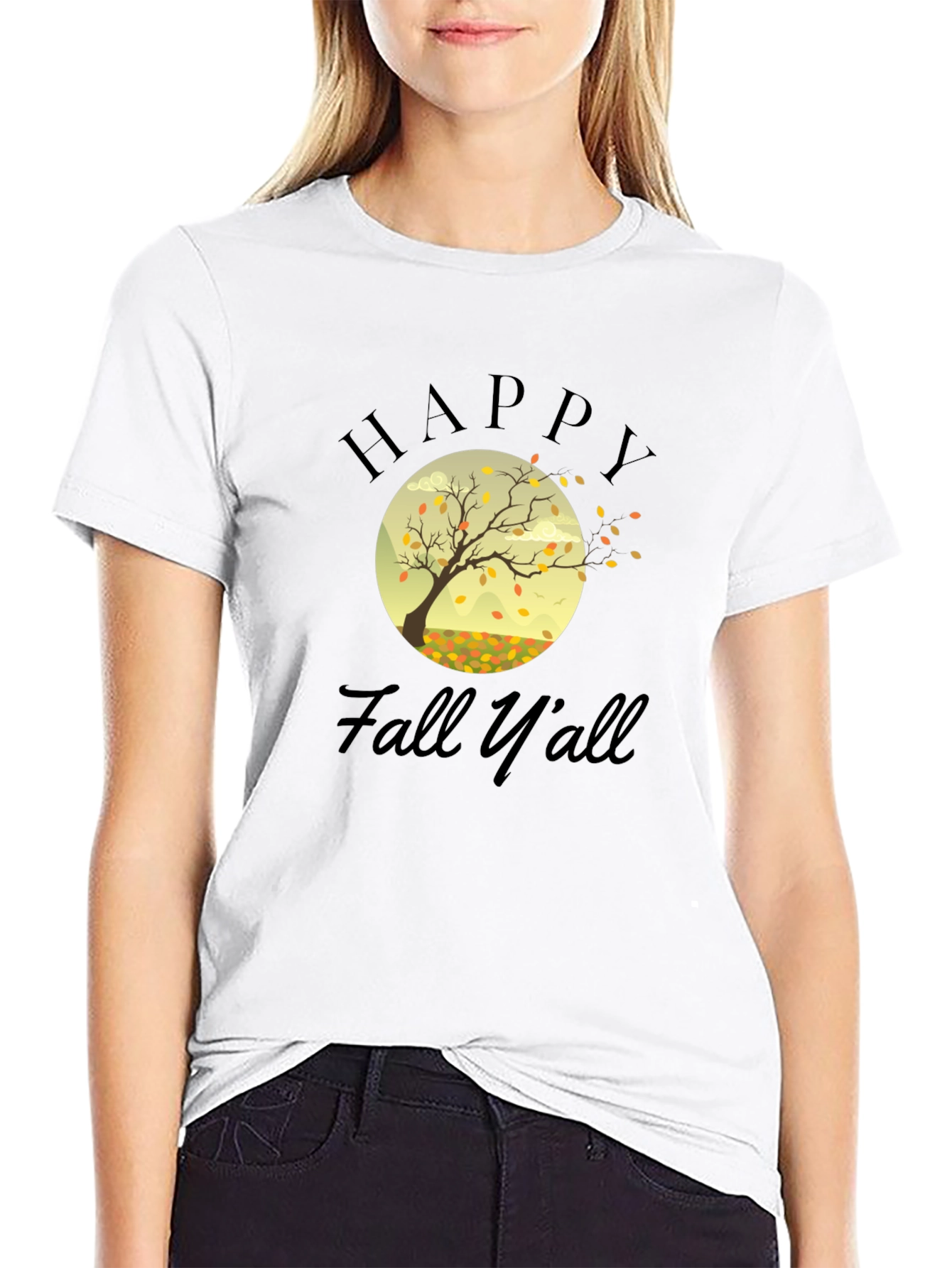 Happy Fall Yall Graphic Tee - Autumn Season Shirt