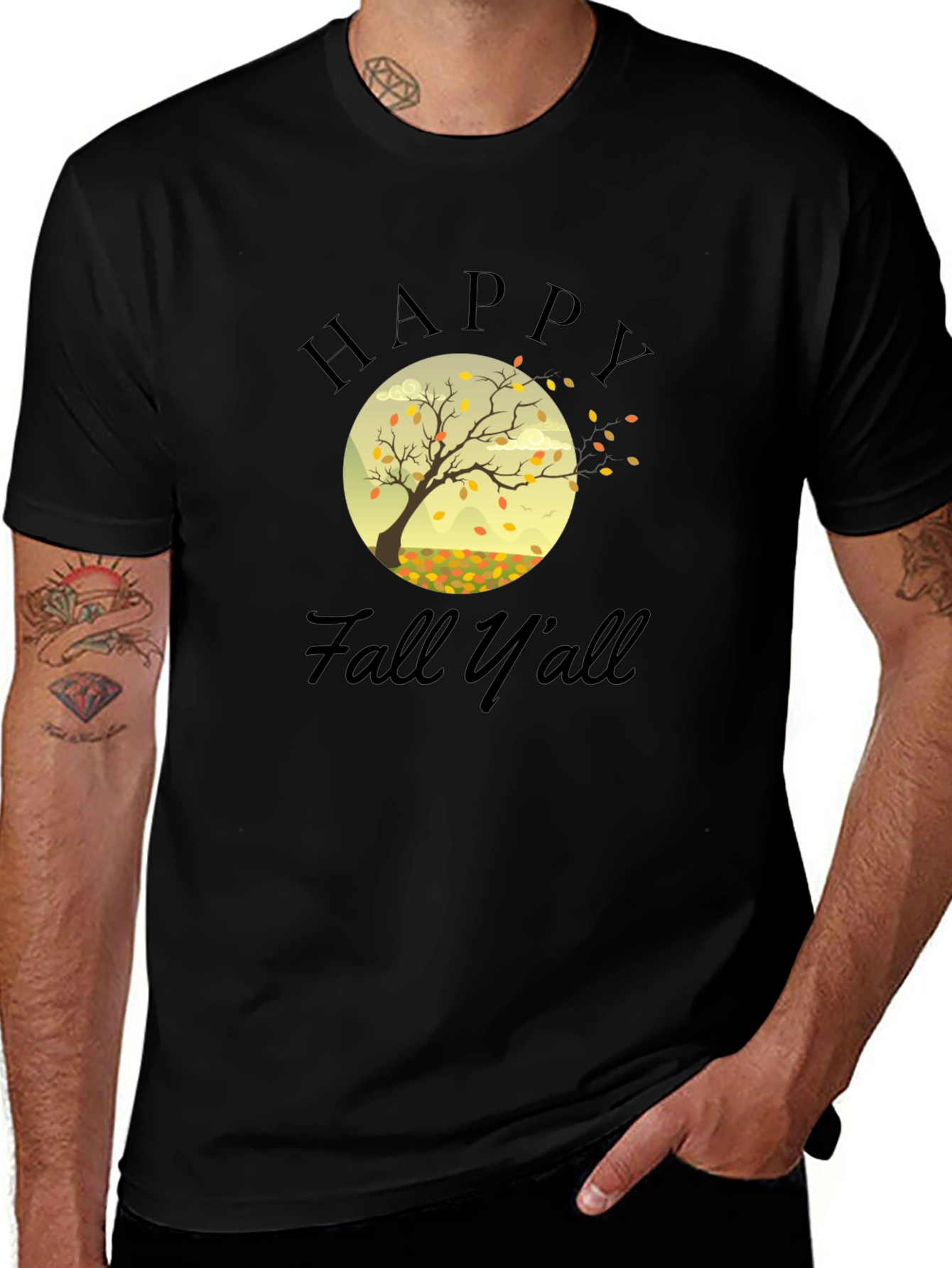 Happy Fall Yall Graphic Tee - Autumn Season Shirt