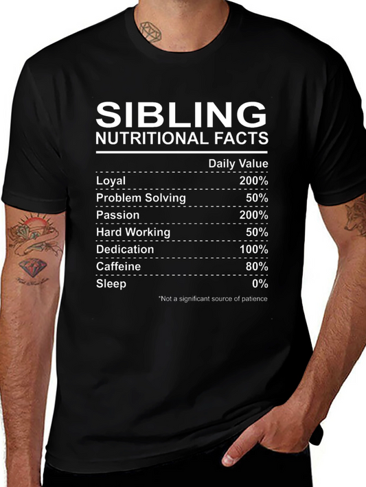 Sibling Nutritional Facts Graphic T-Shirt