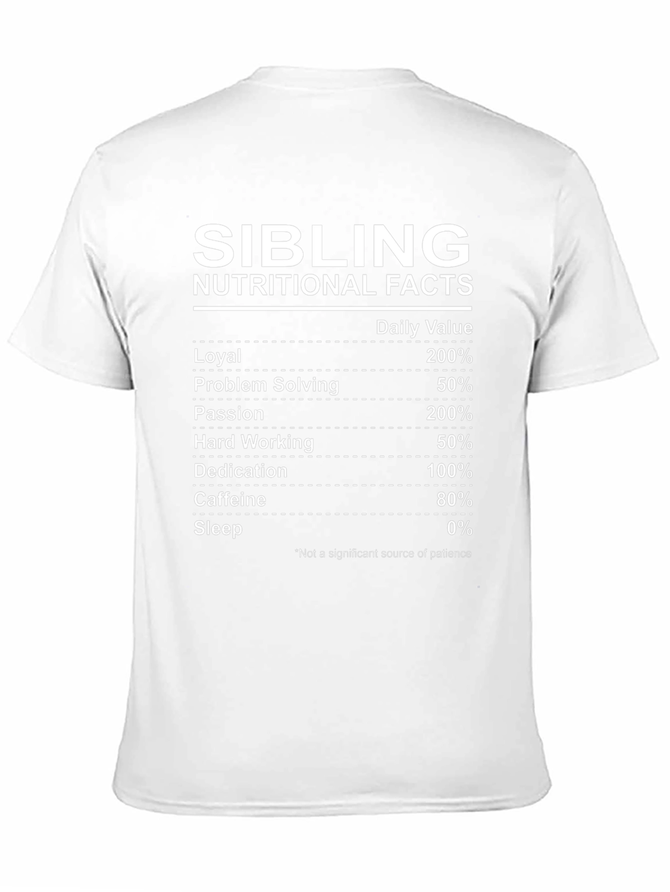 Sibling Nutritional Facts Graphic T-Shirt