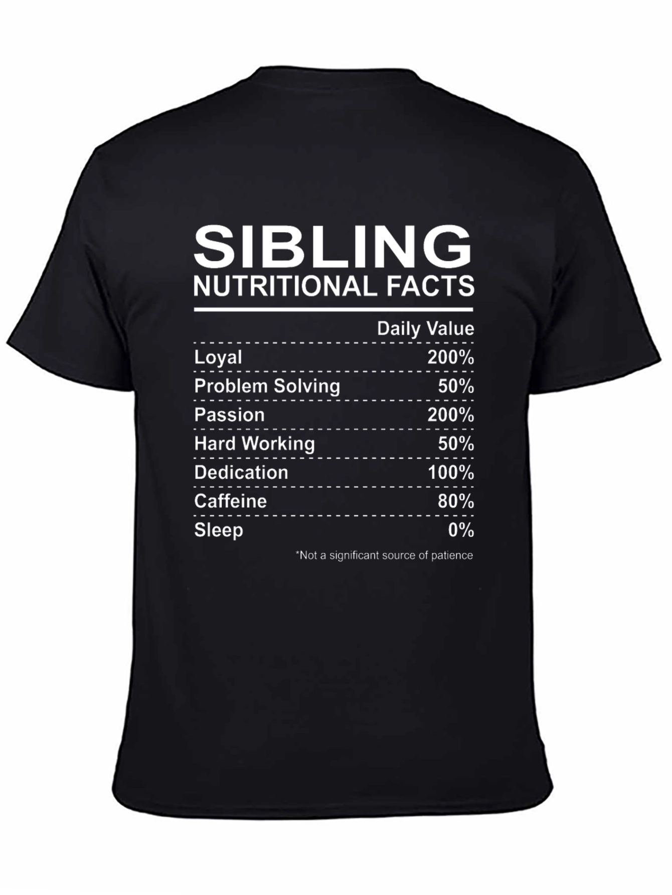 Sibling Nutritional Facts Graphic T-Shirt