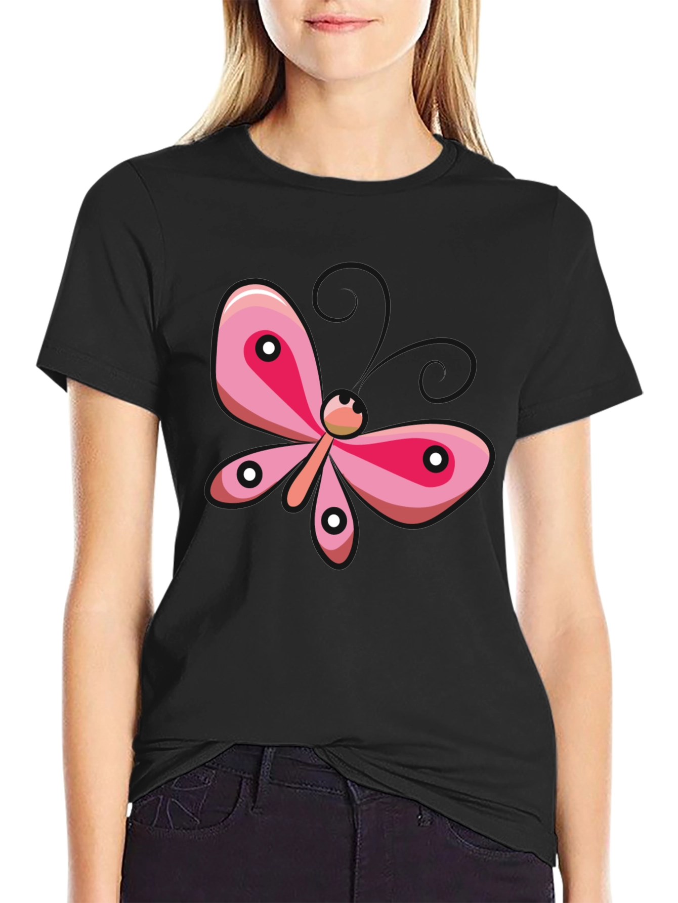 Pink Butterfly Graphic T-Shirt