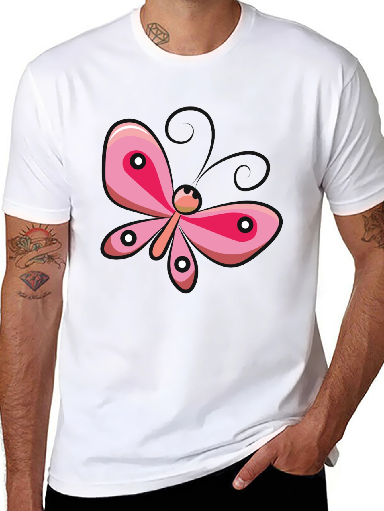Pink Butterfly Graphic T-Shirt