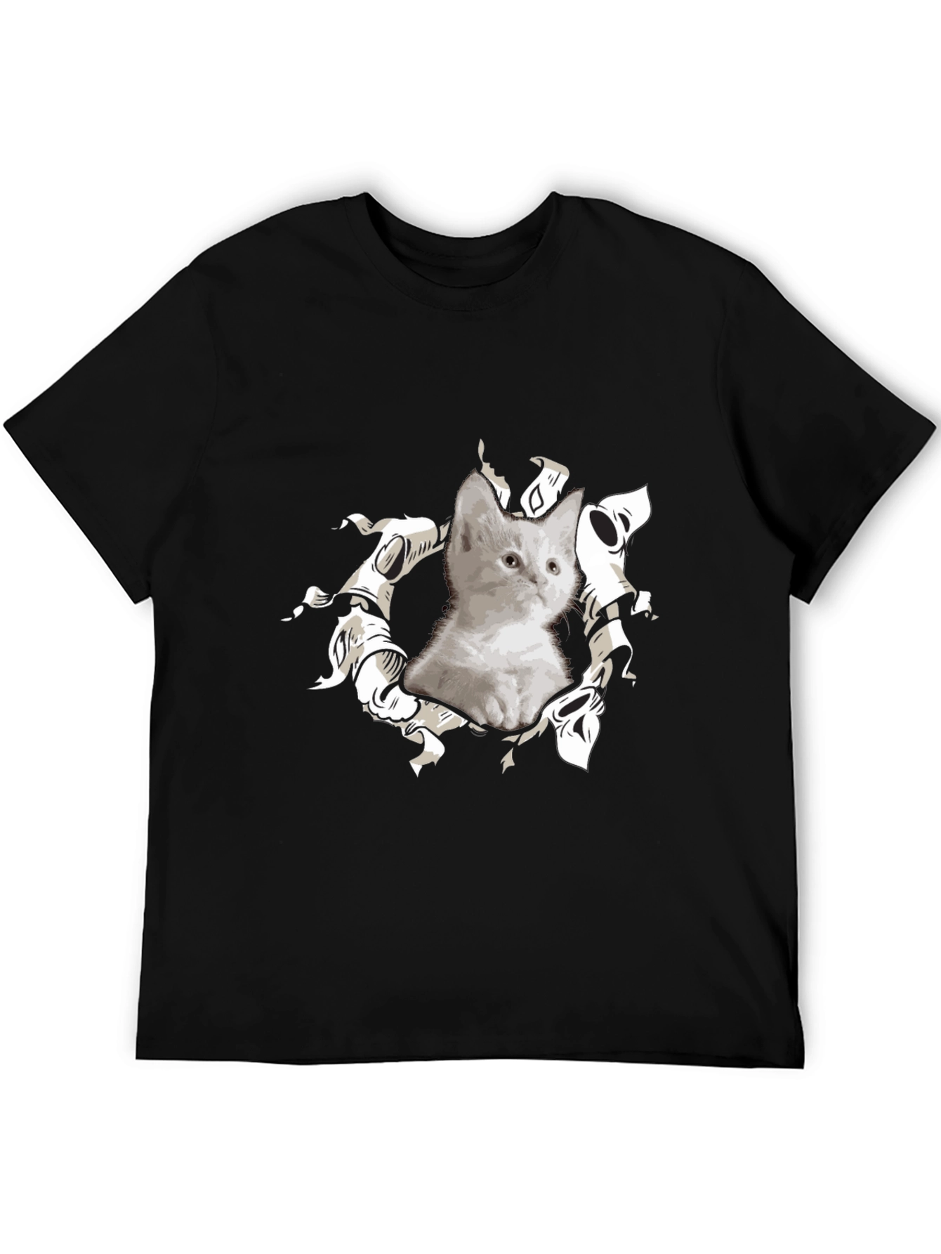 Cute Kitten Graphic Black T-Shirt