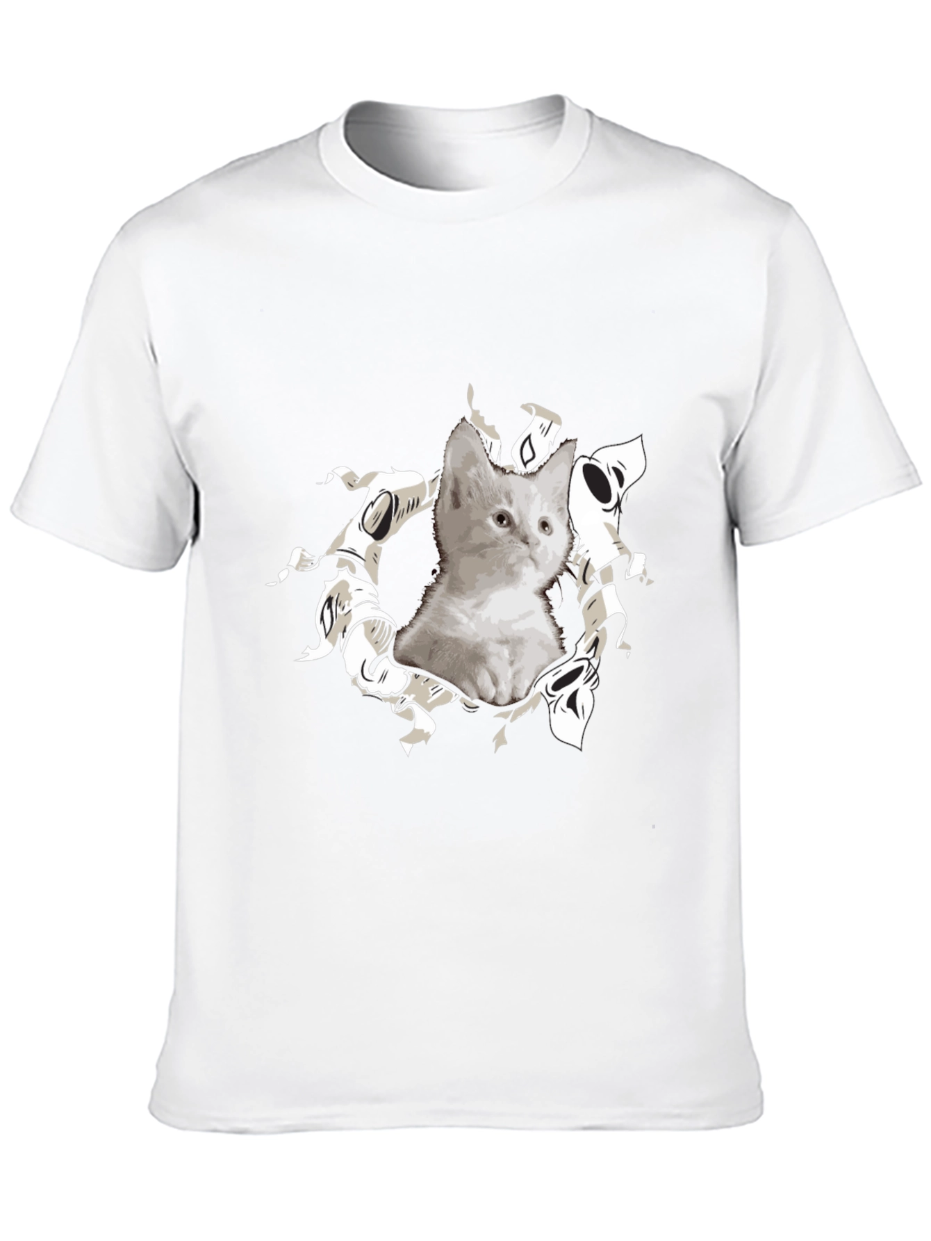 Cute Kitten Graphic Black T-Shirt