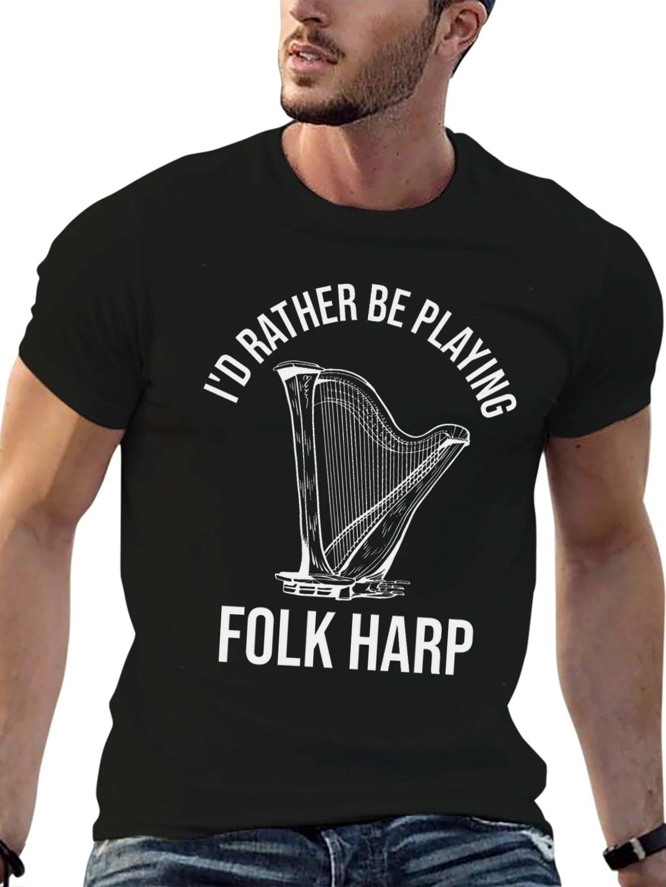 Folk Harp T-Shirt - Musician Graphic Tee