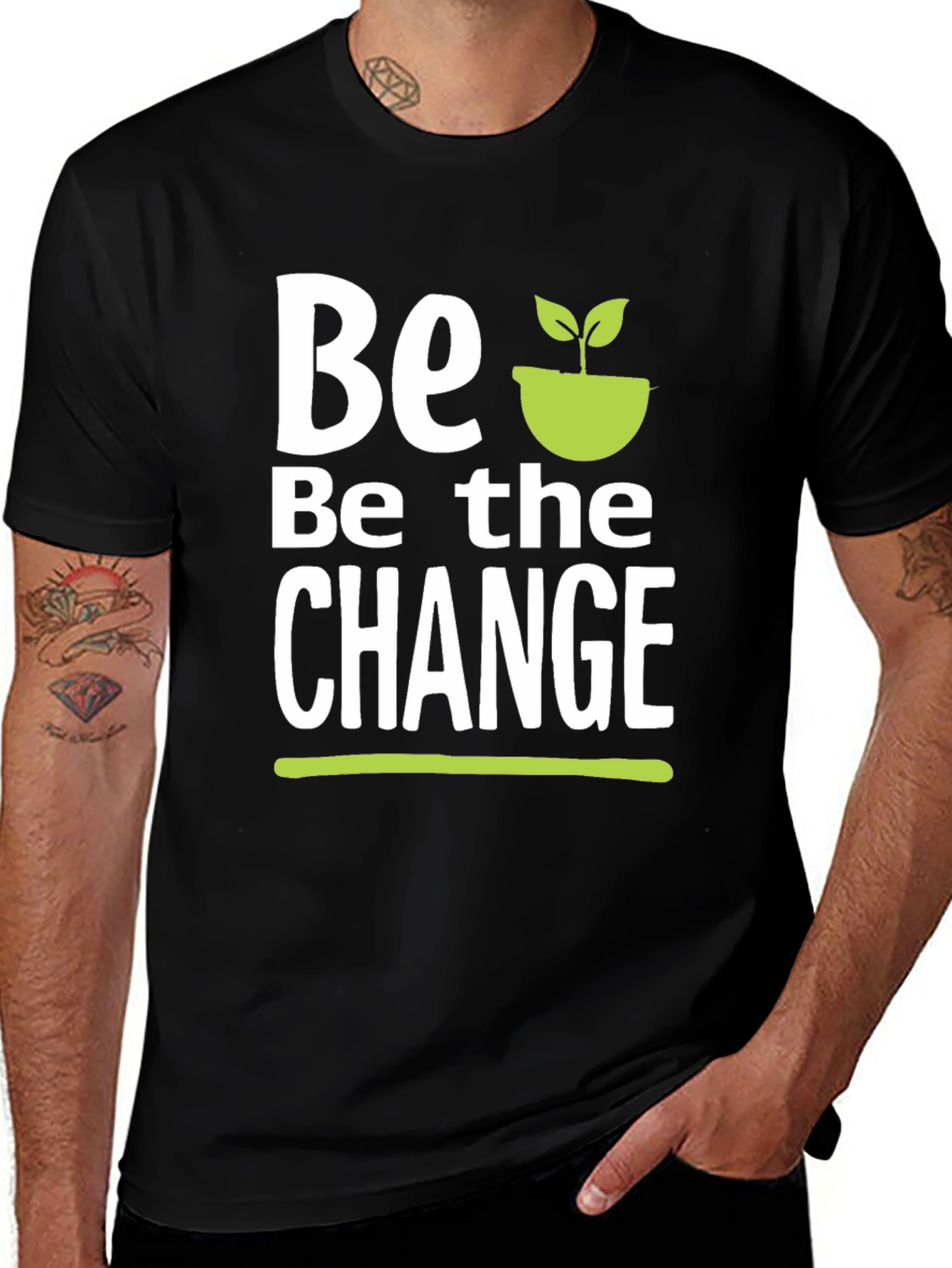 Be the Change T-Shirt - Black Cotton Graphic Tee